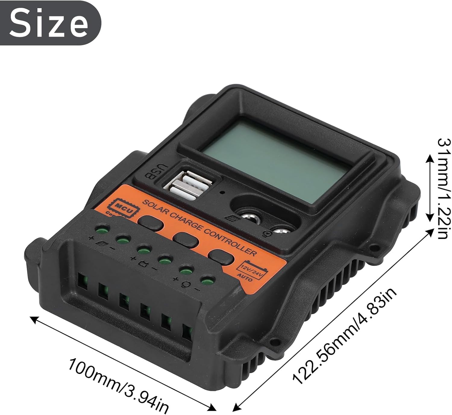 Controlador solar LCD, controlador de carga solar de 12 V a 24 V, regulador inteligente de batería de panel solar con controladores de carga de