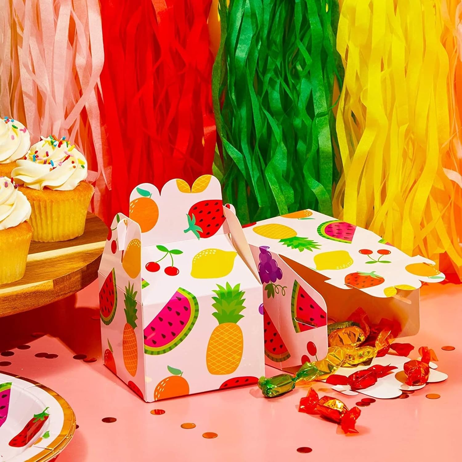 Sparkle and Bash Paquete de 36 cajas de recuerdo de fiesta Twotti Frutti, decoraciones de segundo cumpleaños (3.5 x 2.75 pulgadas)
