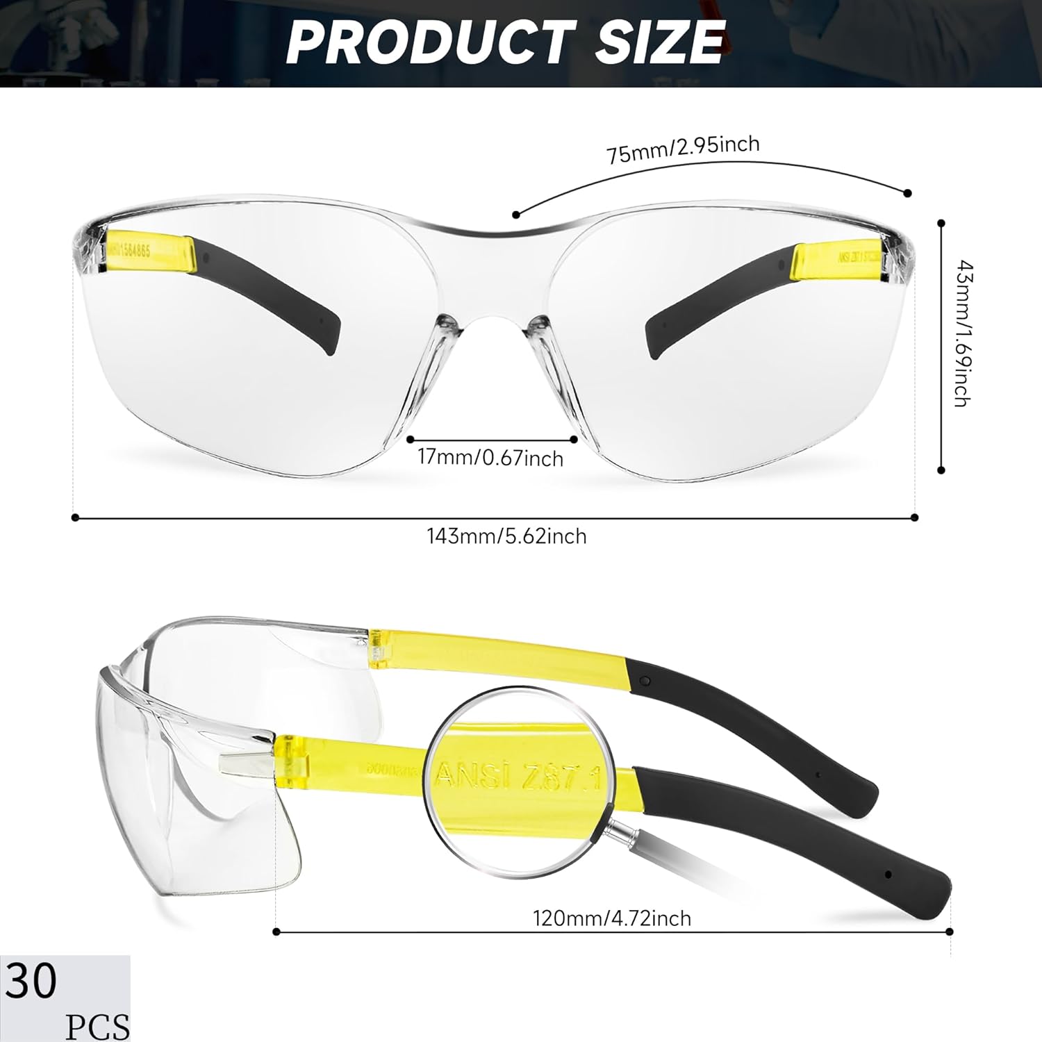 Anteojos de seguridad para hombres y mujeres, ANSI Z87.1, gafas de seguridad a granel con protección UV, resistentes a los arañazos