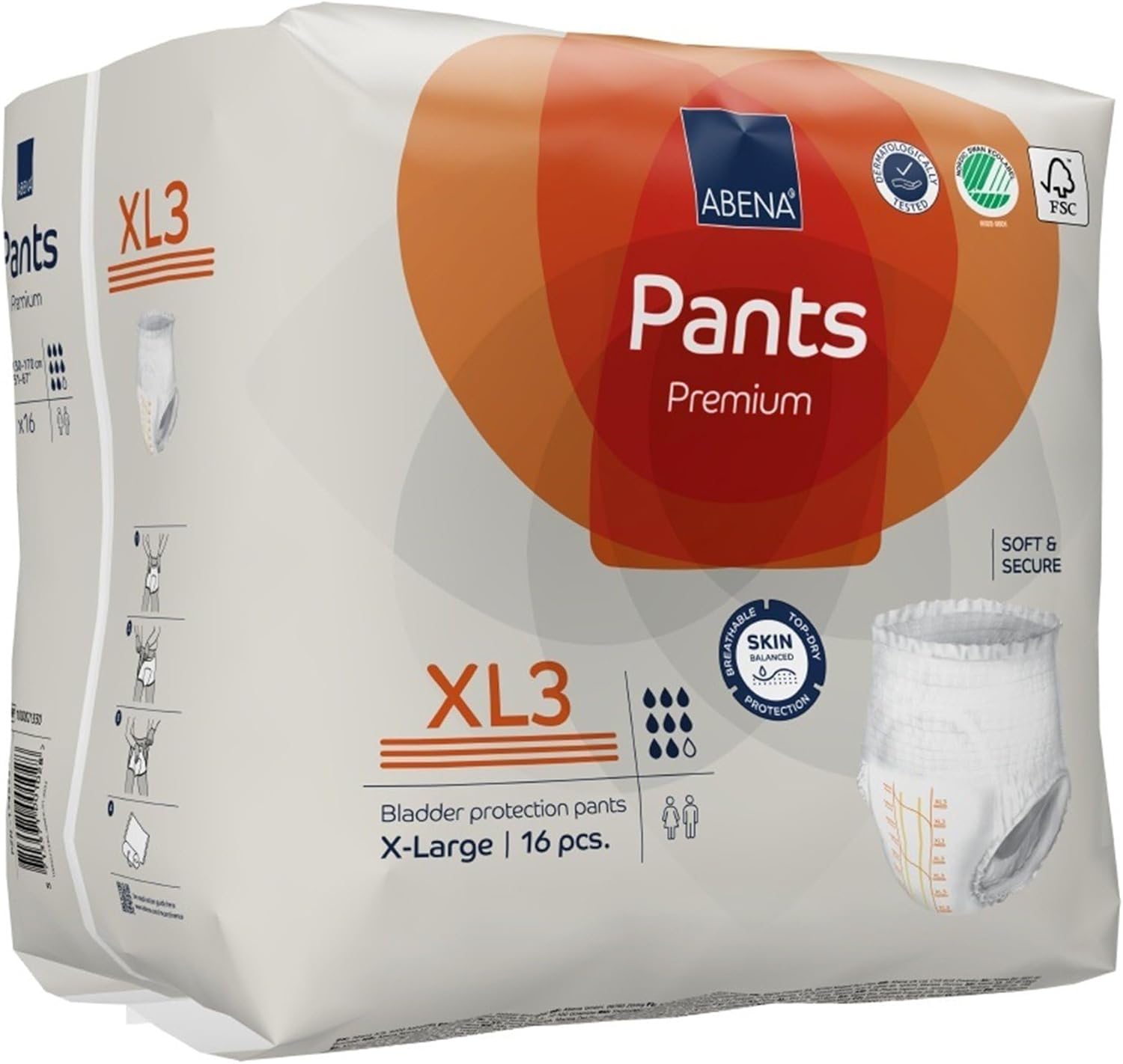 Abena Premium Pants XL3 – Ropa interior desechable con costuras rasgadas, XL, 1000021330, 192 unidades