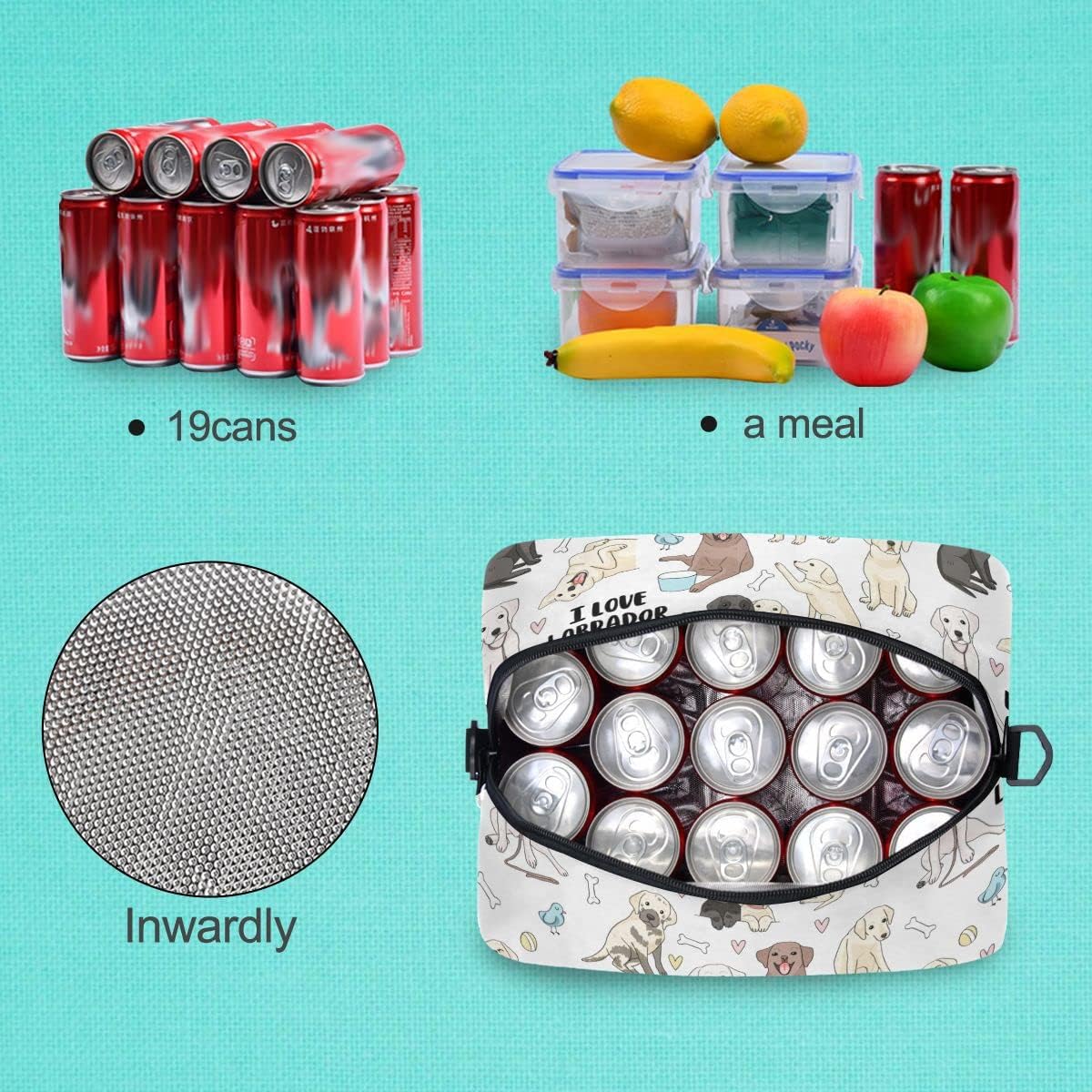 Labrador – Bolsa de almuerzo con aislamiento para perros, contenedor de alimentos para preparación de comidas, bolsa enfriadora para escuela,