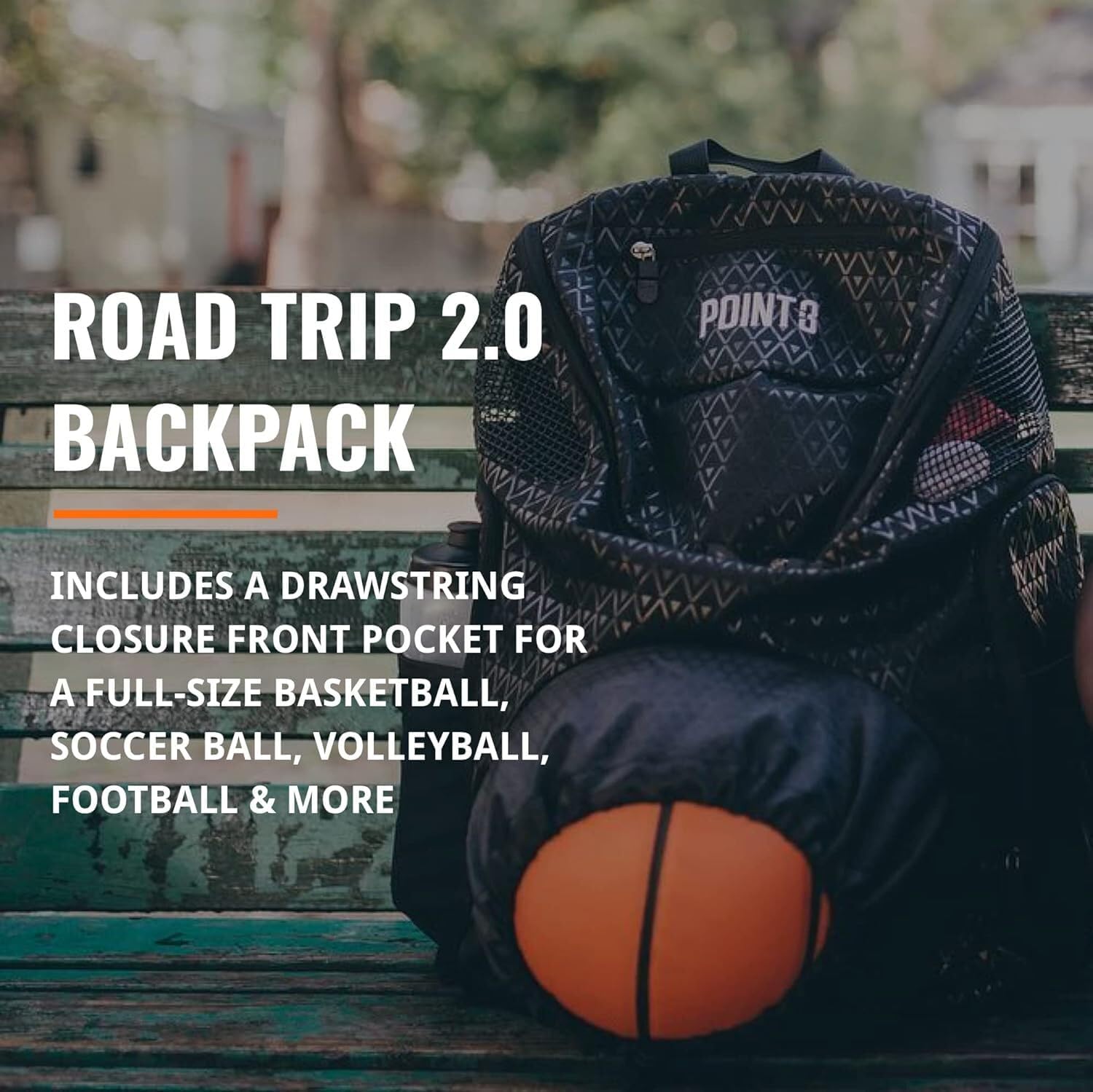POINT3 NBA – Mochilas de baloncesto Road Trip 2.0, bolsa oficial de la NBA con cordón para baloncesto, fútbol y más