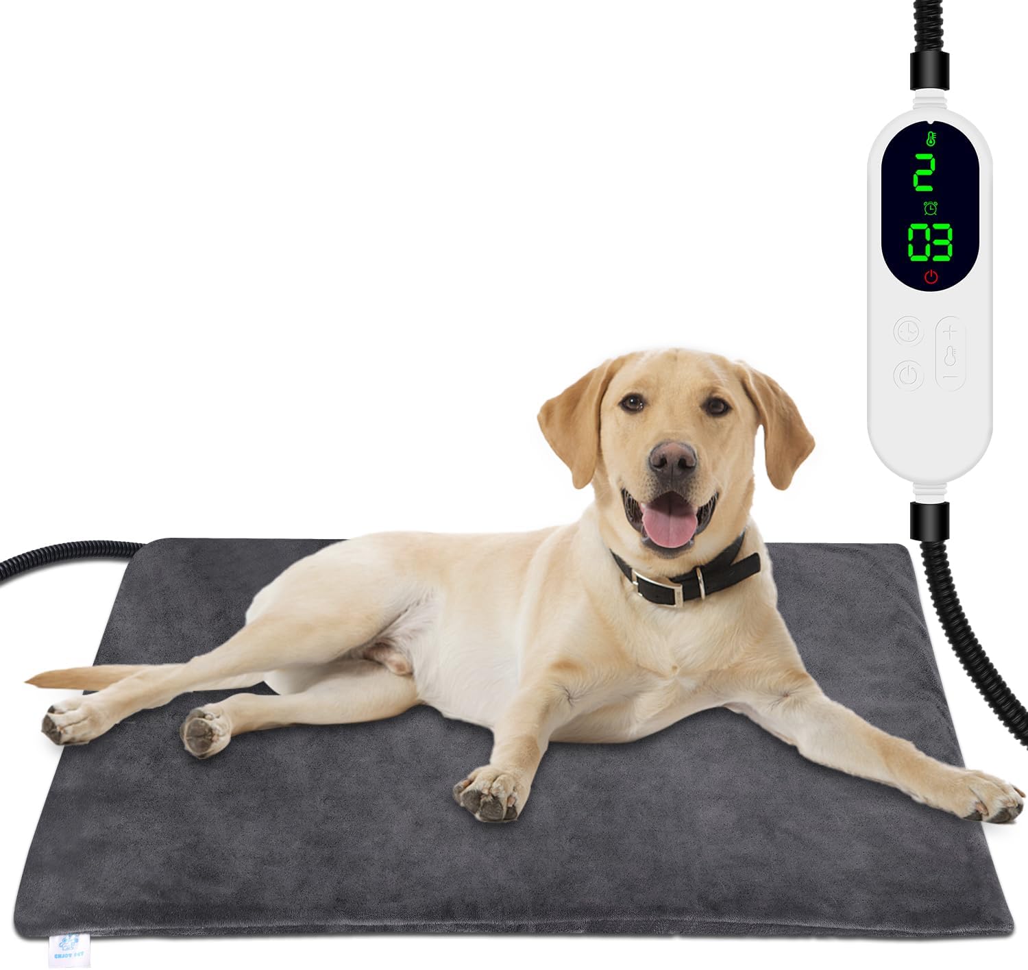 ENJOY PET Almohadilla térmica para mascotas, almohadilla térmica para perros con temporizador de 13 niveles y 9 niveles de temperatura, almohadillas