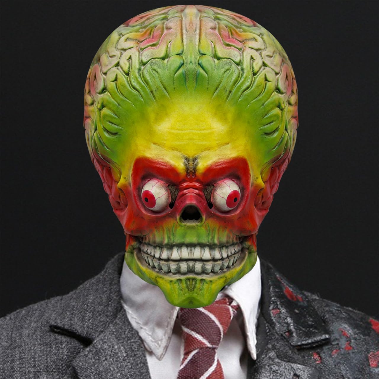 Varuotu Máscara de ataques de Marte para Halloween, máscara de desnudez cerebral, máscara de alienígena, divertido casco de cabeza completa, disfraz