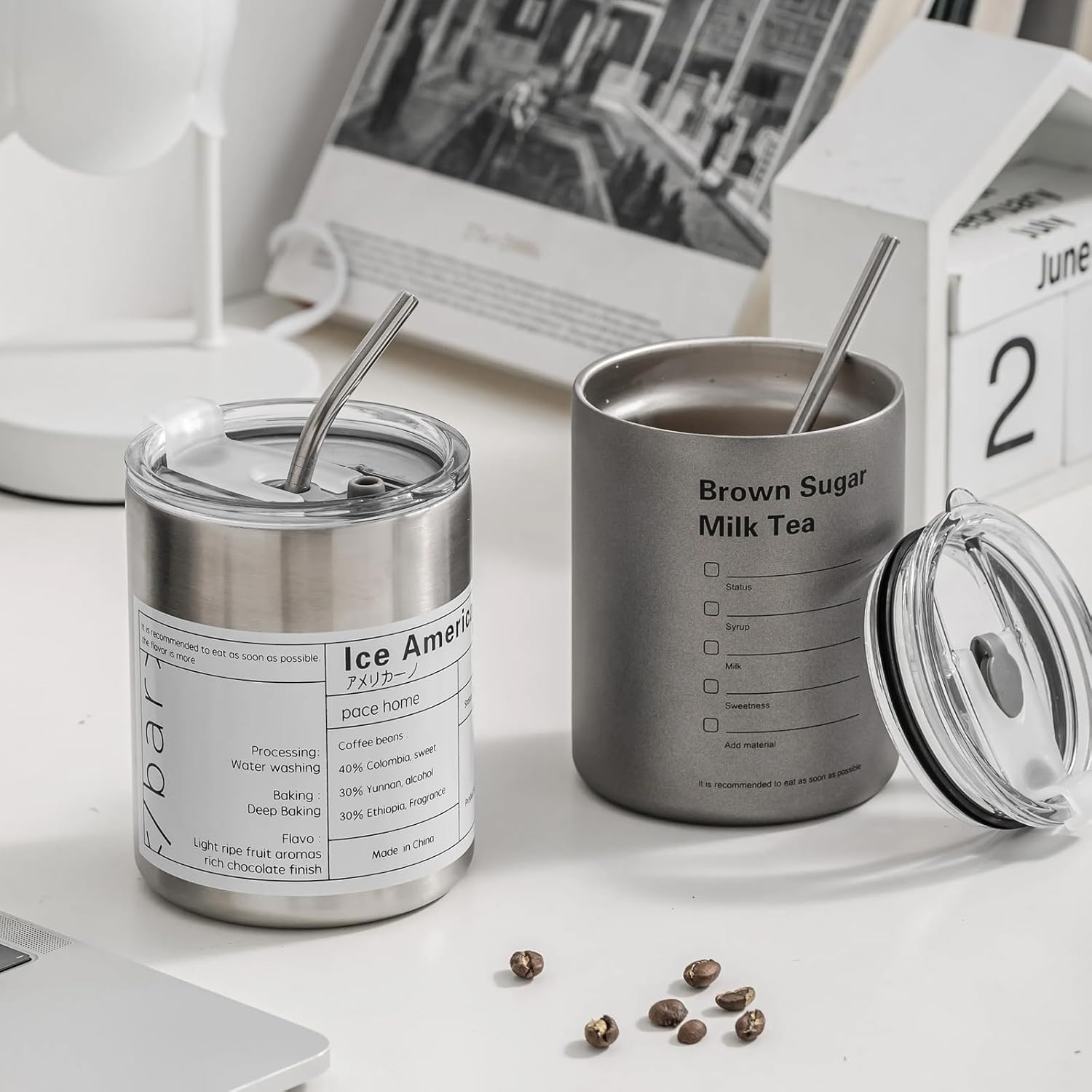 Pajitas de acero inoxidable de repuesto para la serie Yeti Rambler y vasos simples modernos de 2030 onzas, 12 popotes de metal reutilizables con