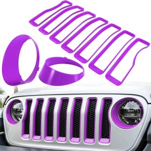 Insertos de malla frontal y cubierta de faros delanteros para Jeep Wrangler JL JLU Unlimited SportSports 2018-2023, accesorios exteriores con clip, Insertos de malla frontal y cubierta de faros delanteros para Jeep Wrangler JL JLU Unlimited SportSports 2018-2023, accesorios exteriores con clip,