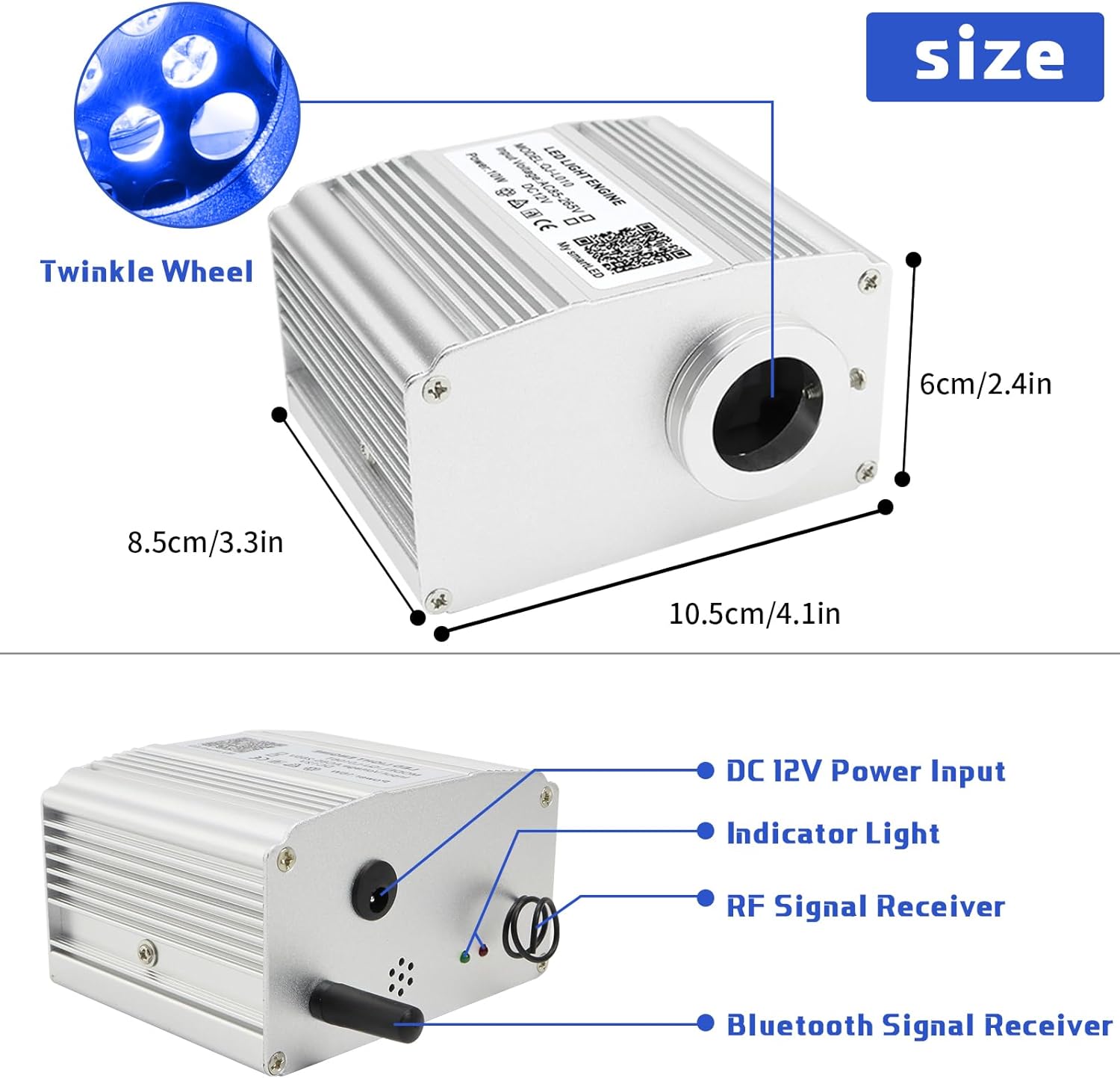 Kit de luces de fibra óptica, luces de cielo de techo de estrella de 10 W, RGBW parpadeantes y efecto de música para el hogar y el automóvil, luz de