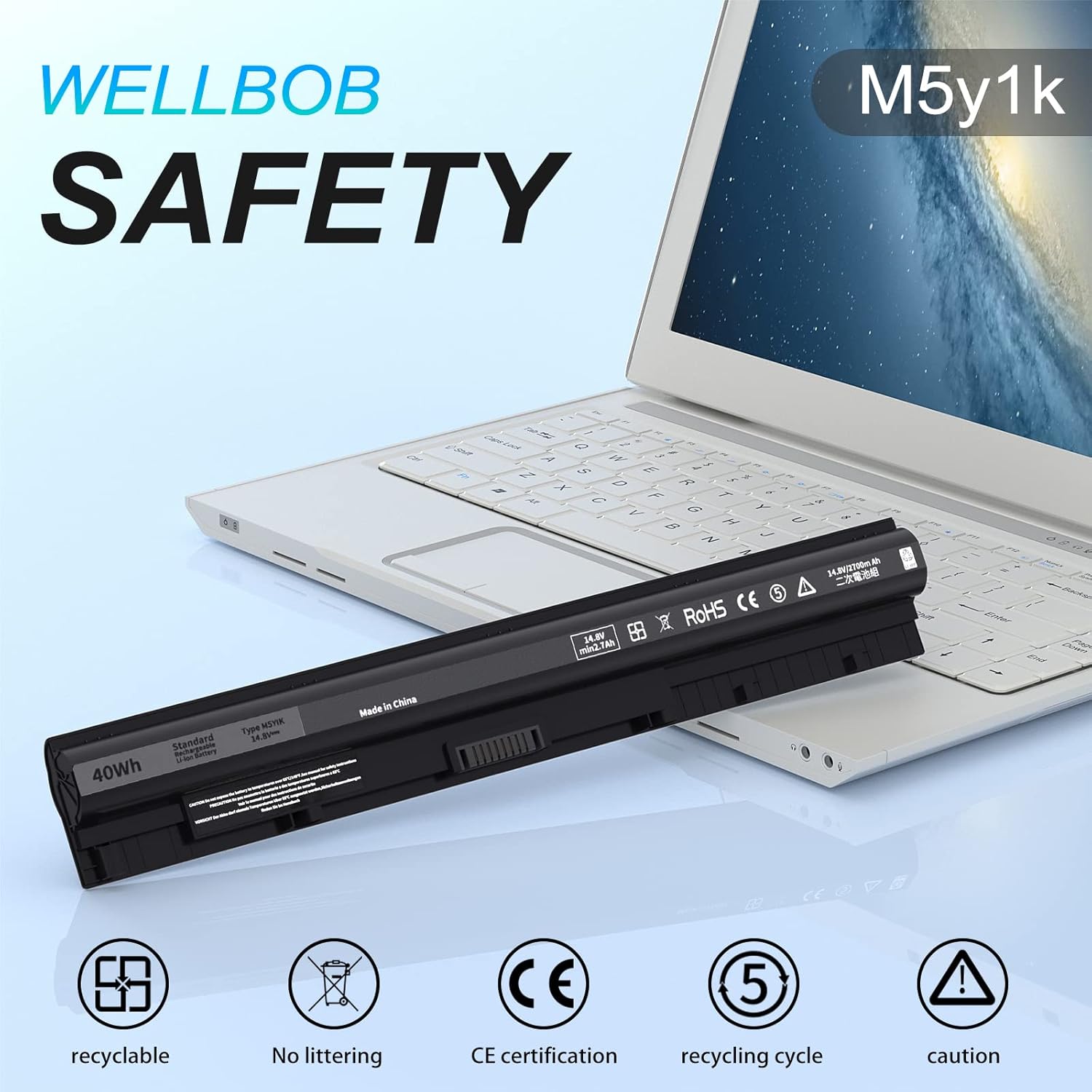 Batería M5Y1K para batería Dell Inspiron 5559 5558, para Dell Inspiron 15 3000 5000 batería 3558 3567 5555 5566 5759, compatible con batería de