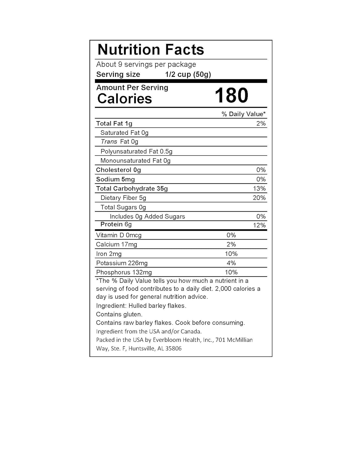 Hulled Barley Flakes, 16 oz, paquete de 3, grano entero
