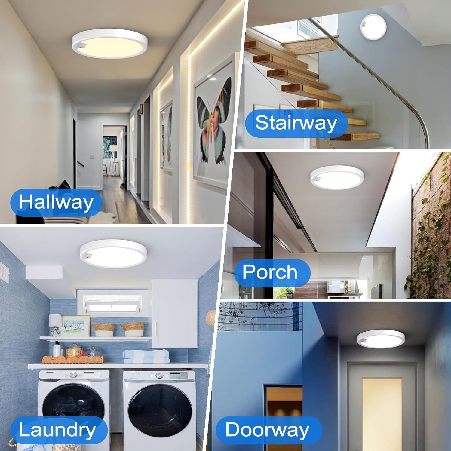 KEPLUG Luz con sensor de movimiento para interiores, con cable de 18 W1600 lúmenes, accesorio de iluminación empotrado de montaje empotrado,