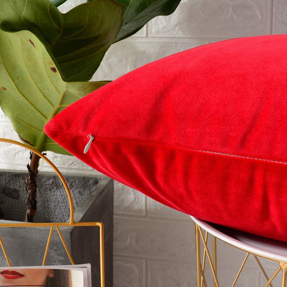 MERNETTE – Juego de 2 fundas decorativas para cojín, cuadradas, de terciopelo suave, para sofá, habitación, silla de automóvil