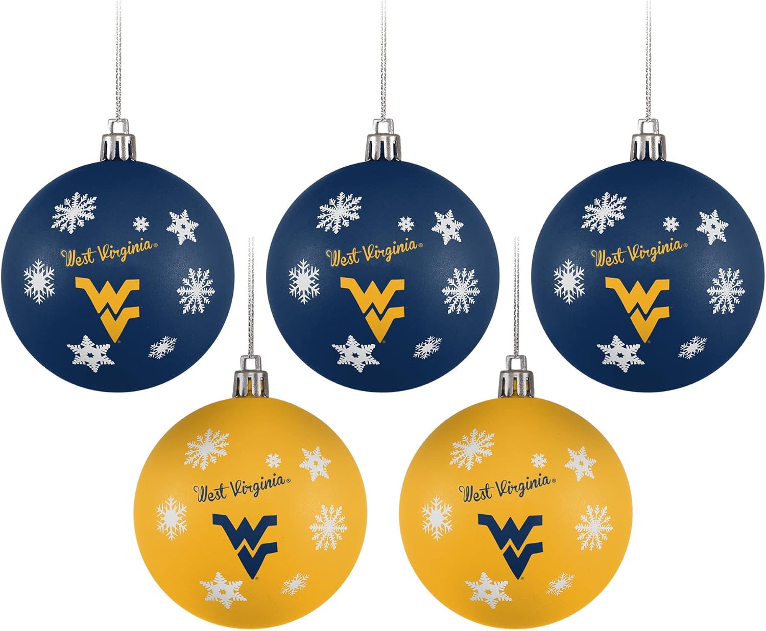 FOCO NCAA Team Logo – Juego de 5 adornos para árbol de vacaciones irrompibles