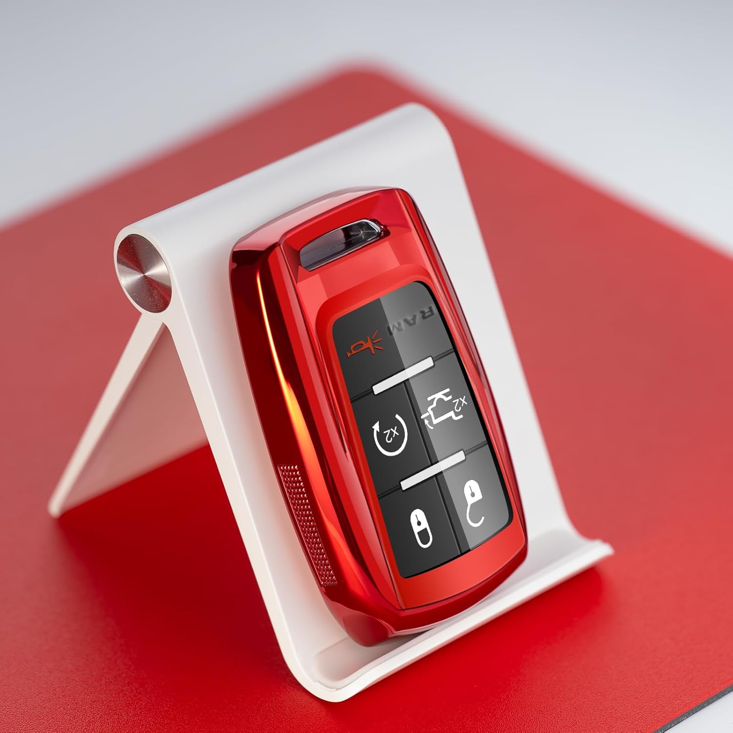 Compatible con la funda para llavero Ram de automóvil, color rojo, protector 1500 Classic 2500 3500 Laramie ProMaster 1500 ProMaster 2500 ProMaster