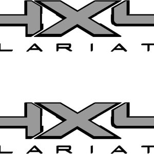 4X4 Bedside Vinyl Decal for Ford Lariat Trucks Silver with Gloss Black Outline 4X4 Bedside Vinyl Decal for Ford Lariat Trucks Silver with Gloss Black Outline