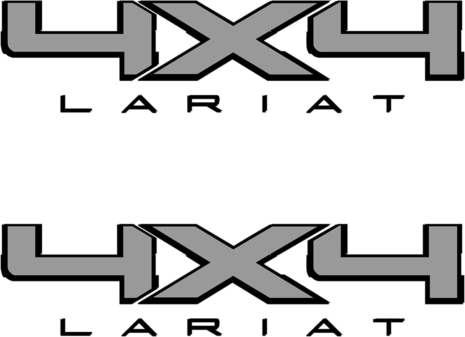 4X4 Bedside Vinyl Decal for Ford Lariat Trucks Silver with Gloss Black Outline