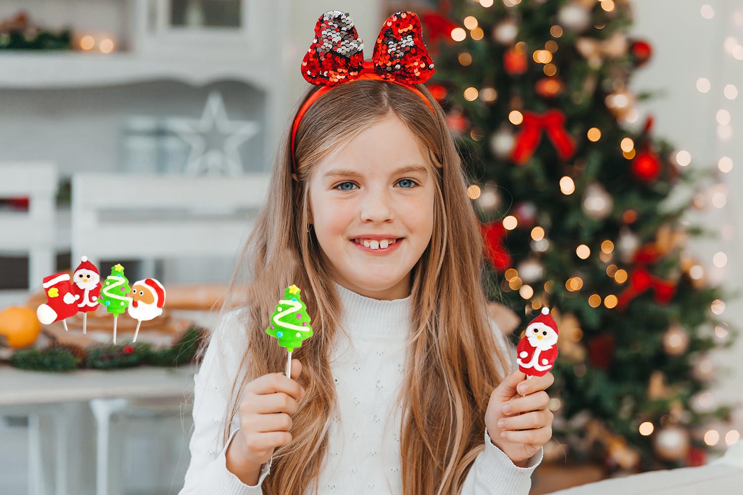Fruidles Paleta de Navidad, Papá Noel, árbol de Navidad, paletas de bastones de caramelo, envueltas individualmente (paquete de 24)