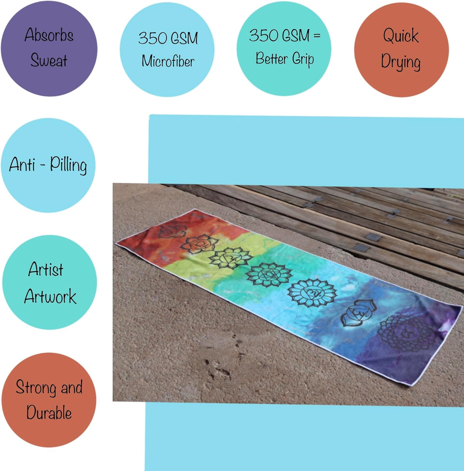 MIND BODY ART Toalla de yoga  Toalla para esterilla de yoga  Toallas de yoga para yoga caliente antideslizante  Toalla de yoga caliente  con