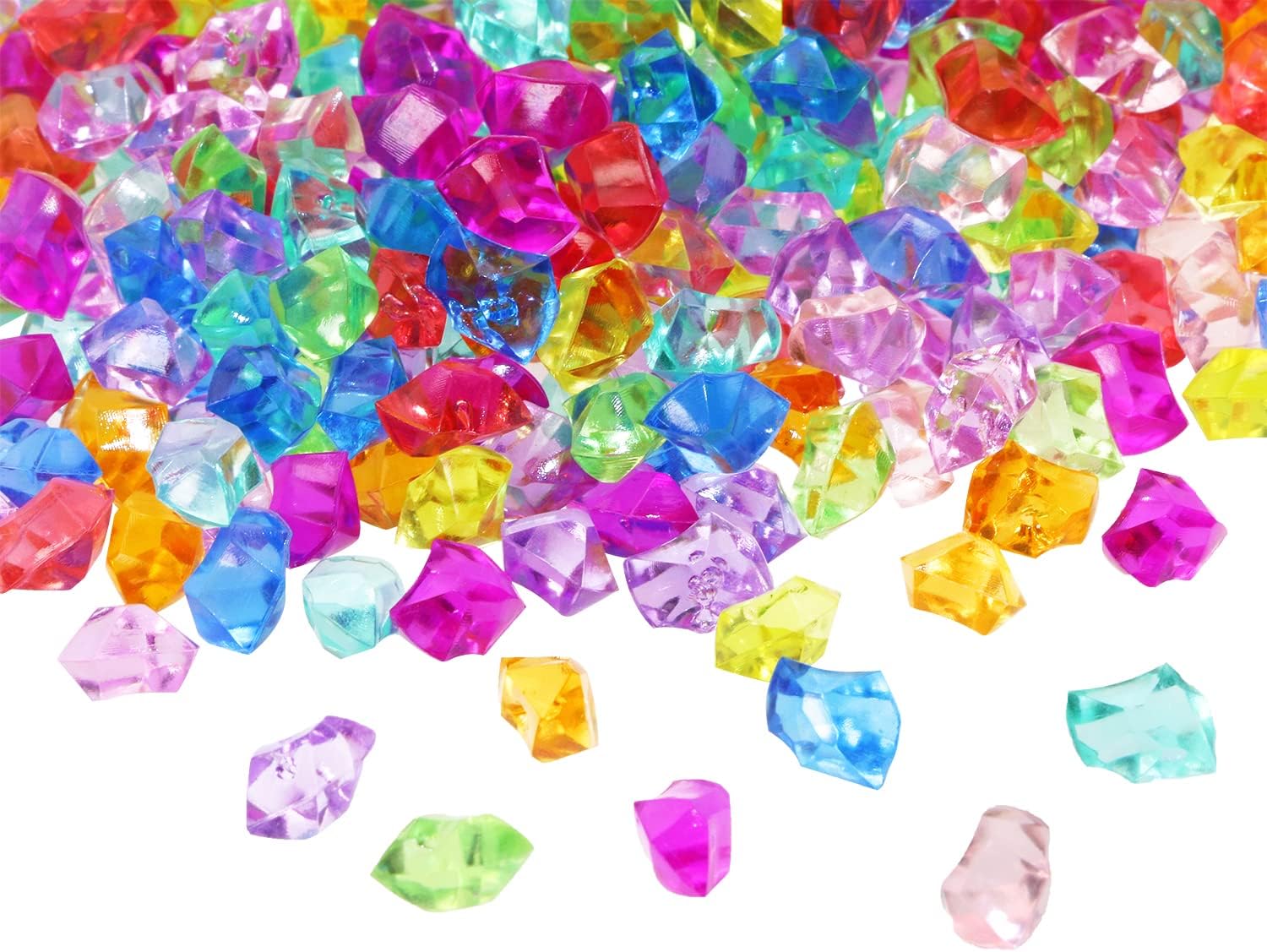 PENTA ANGEL Rocas de hielo trituradas falsas, 500 piezas con forma de diamantes, cubos de hielo de resina plástica para relleno de jarrón, tanque de