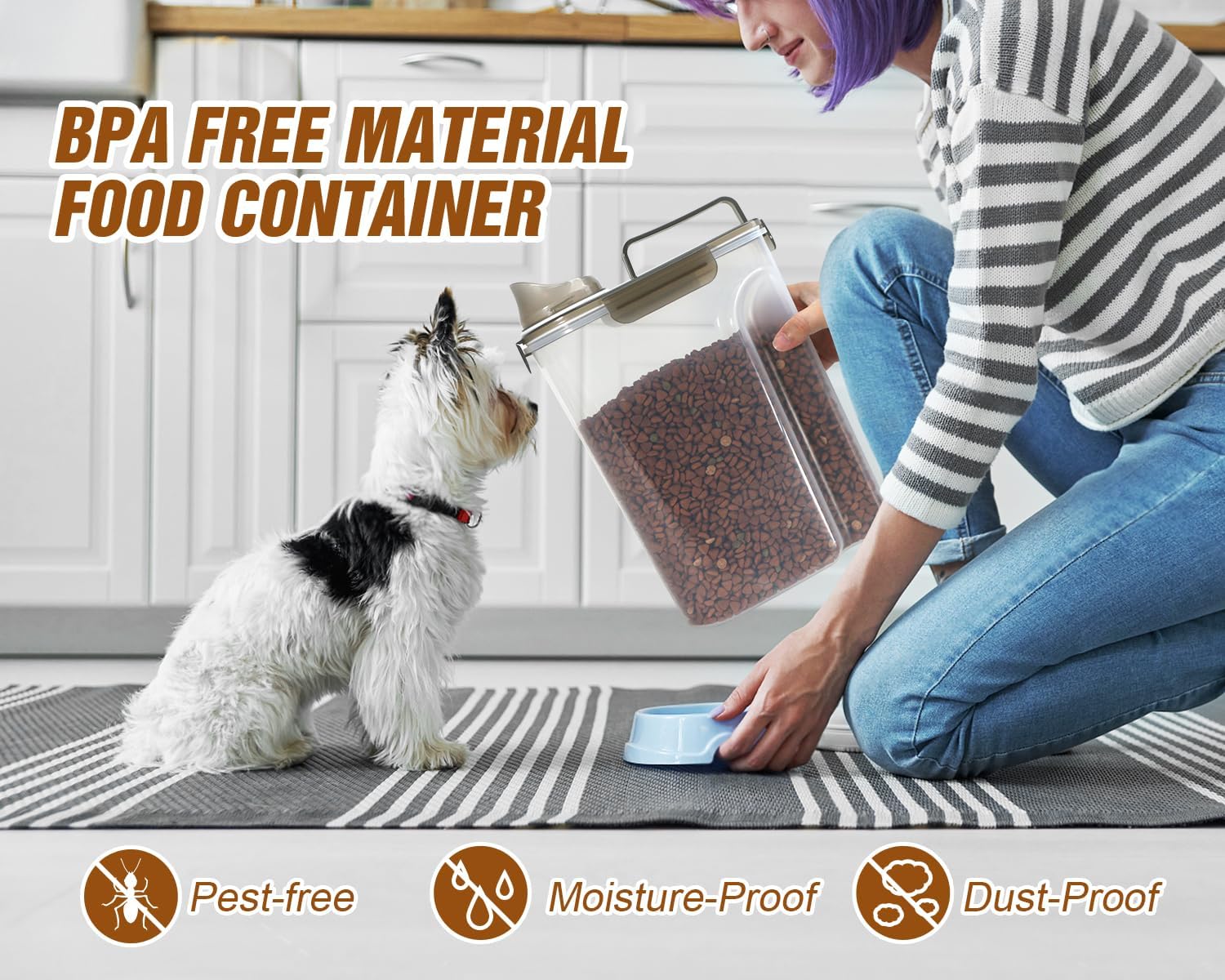 TBMax Contenedor de almacenamiento de comida para perros, contenedor hermético grande de comida para gatos con boquilla y taza más grande,