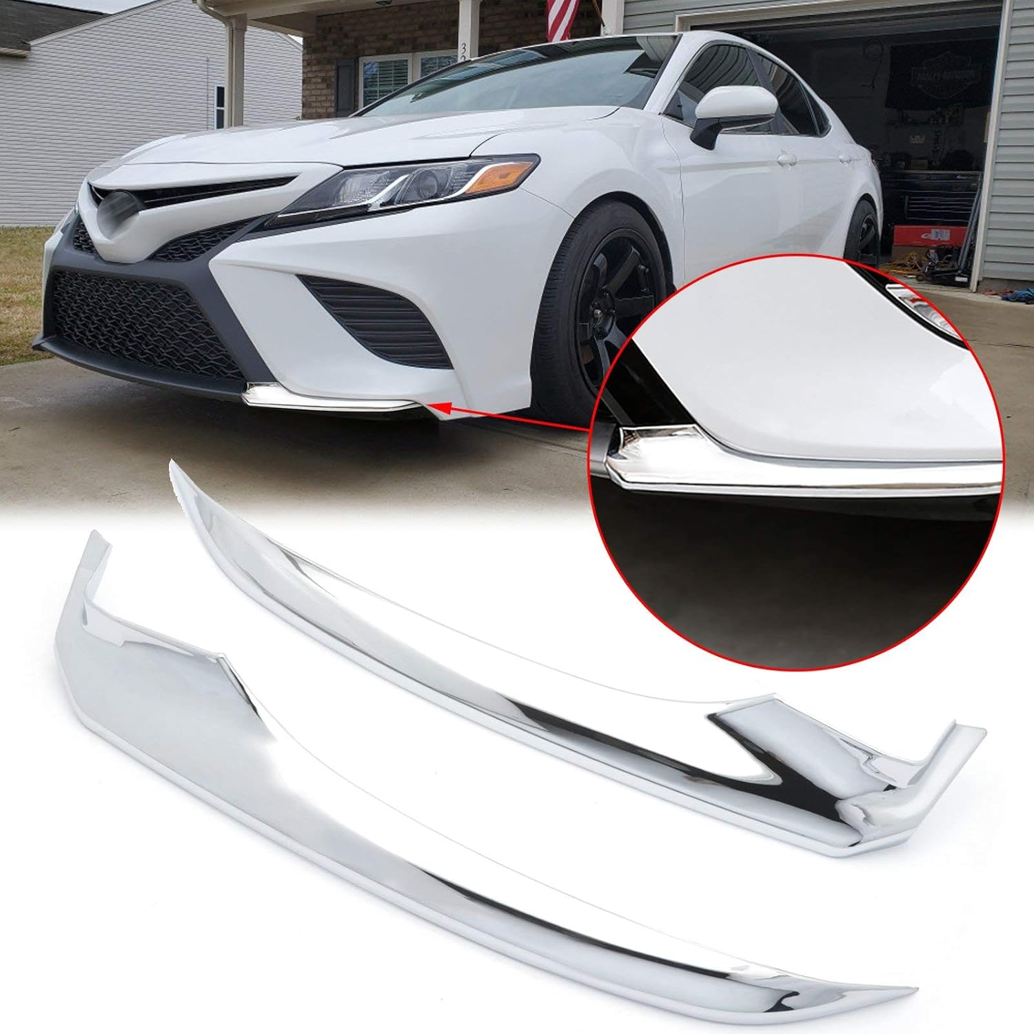 Xotic Tech – Alerón de parachoques delantero, divisor de labio, cromado, compatible con Toyota Camry SE XSE 2018-2020