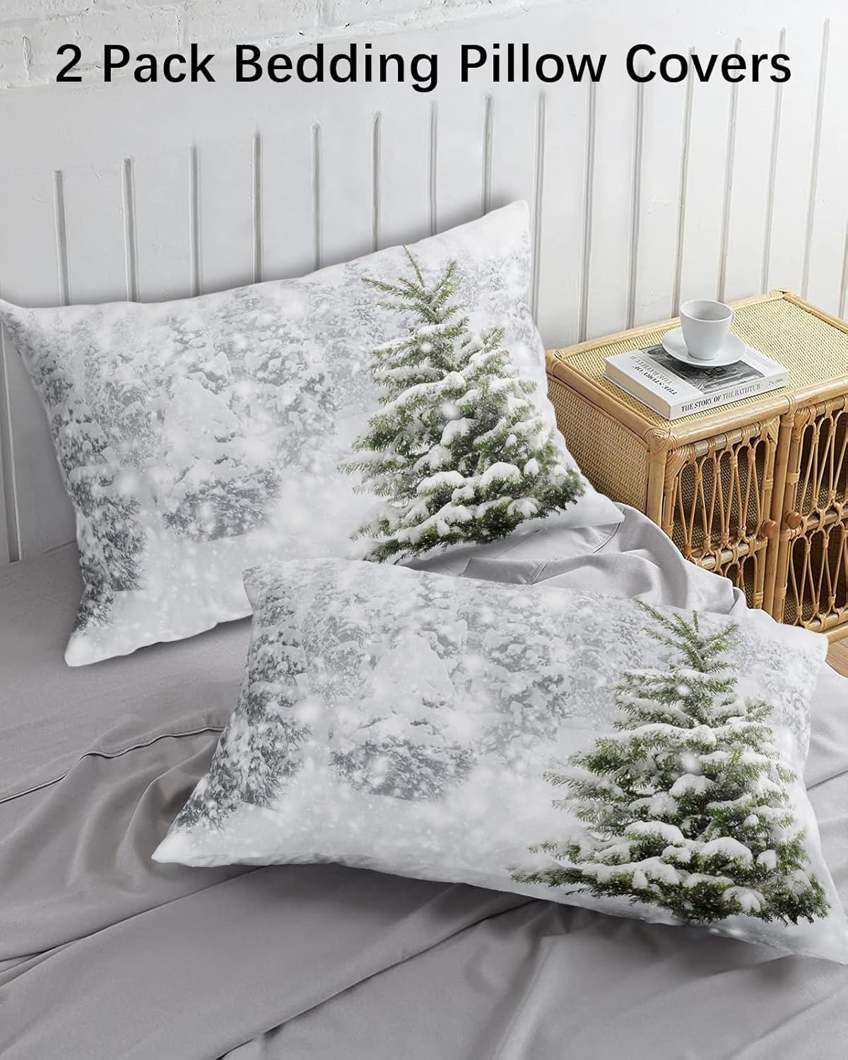 Fundas de almohada de invierno tamaño Queen, 2 paquetes de fundas de almohada suaves para cama, fundas de almohada para sofá, sofá de cuerpo largo,