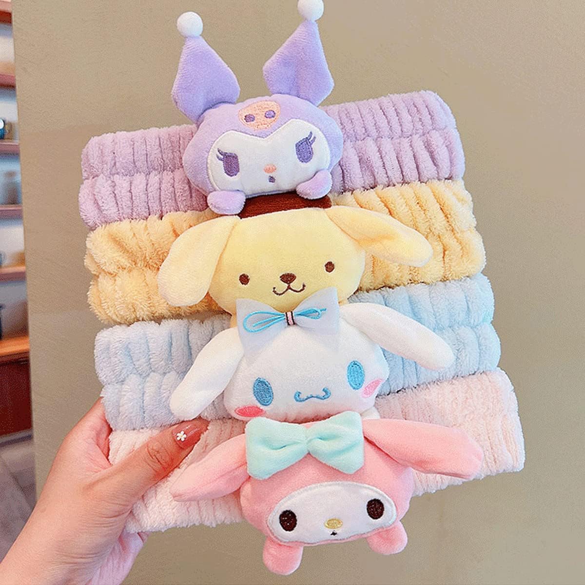 Juego de diadema y pulsera Kawaii Spa para lavado facial, lindas diademas suaves para el cuidado de la piel para mujeres y niñas, diadema de