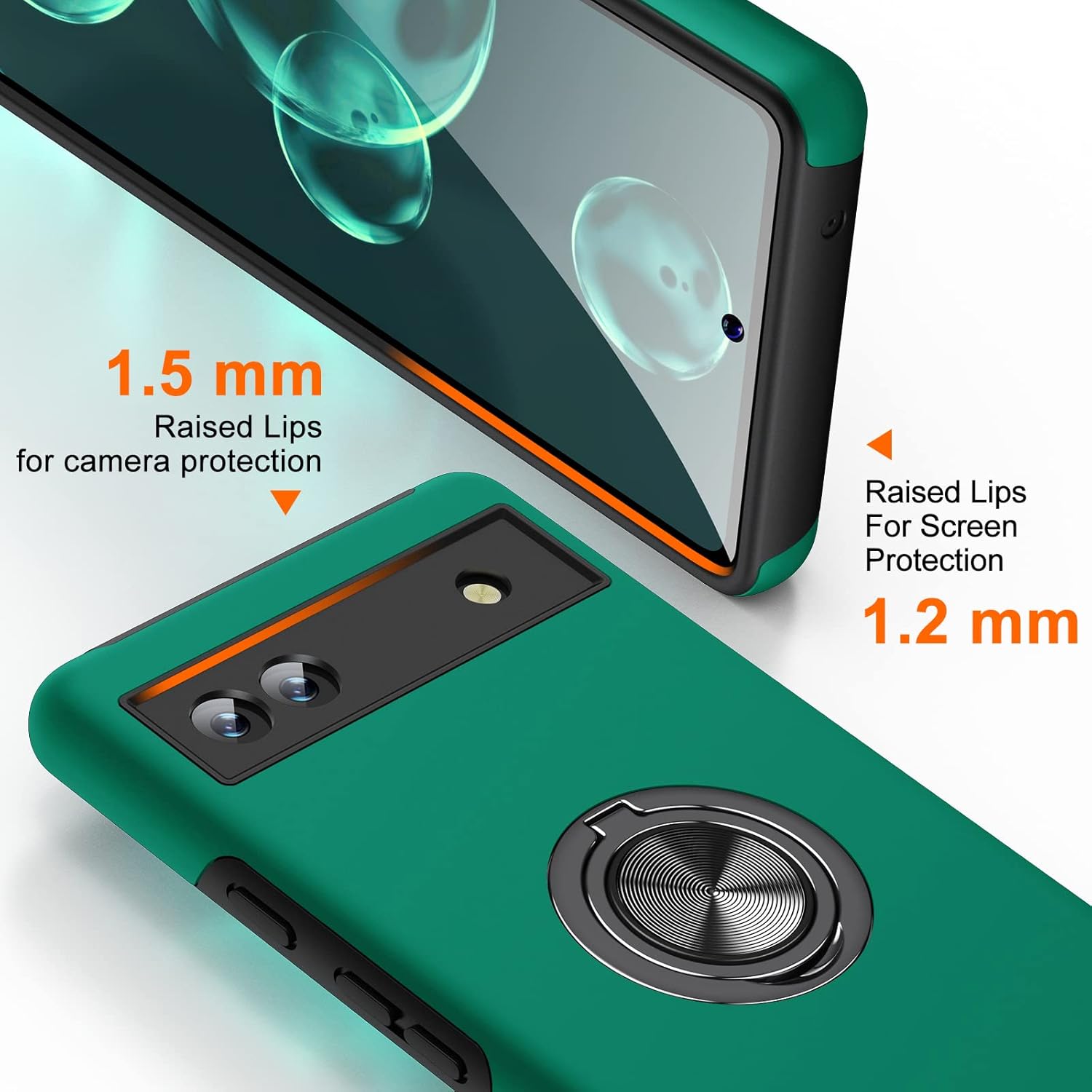 JAME Funda delgada y suave para Pixel 6a, con 2 protectores de pantalla de vidrio templado para Google Pixel 6a, protección de grado militar para