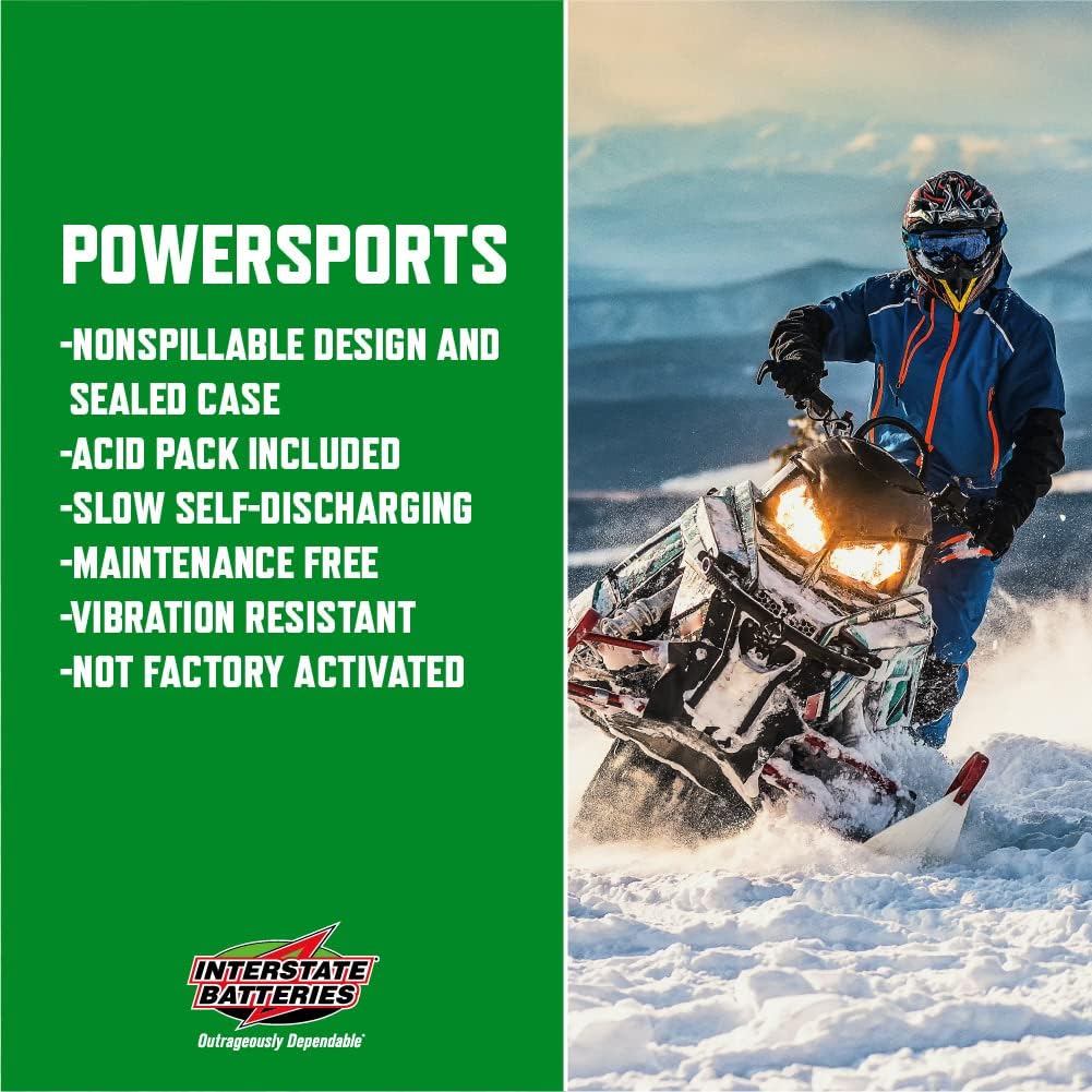 Interstate Batteries YTX20L-BS Powersports – Batería y cargador de 12 V, 1.2 A (paquete), batería AGM de 12 V 18 Ah para motocicletas, cuatrimotos,