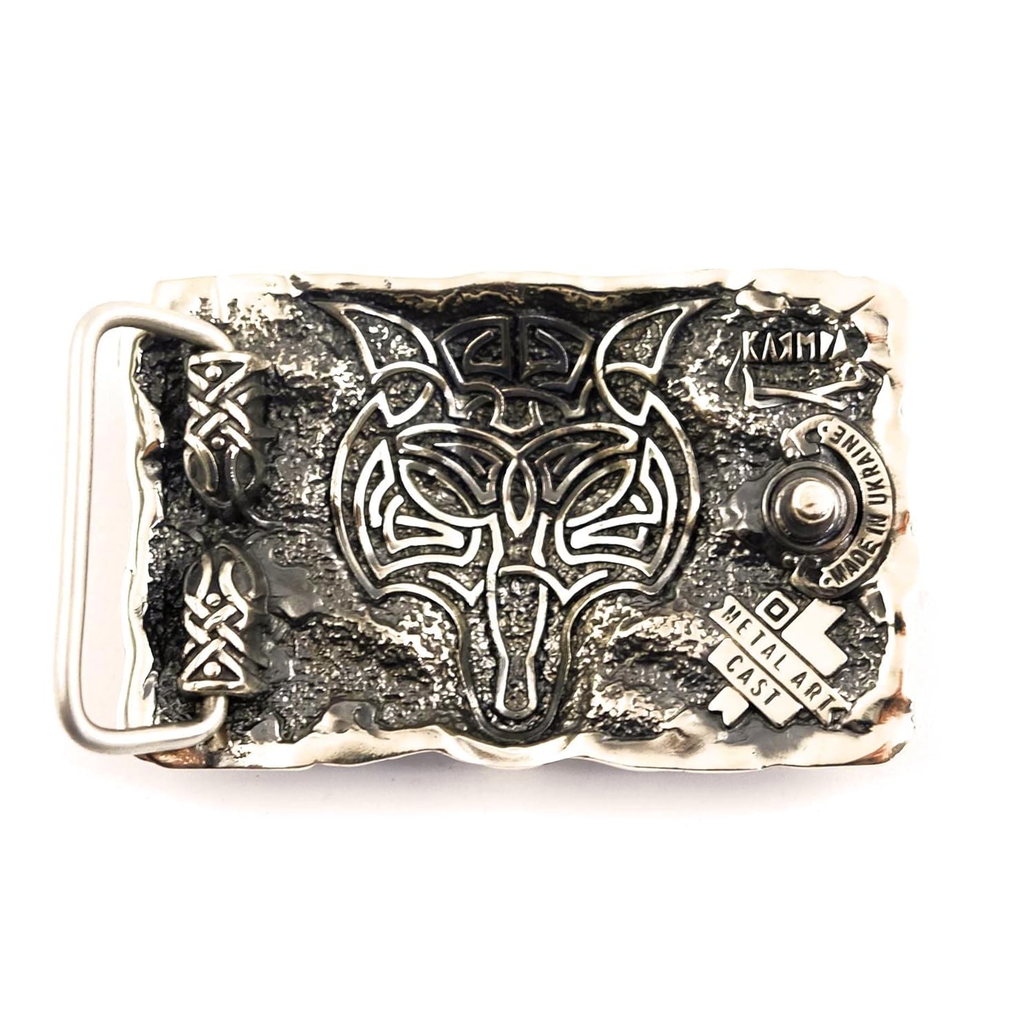 Belt buckle Fenrir Wolf, Handmade Old Norse Scandinavian viking mithology werewolf solid German silver belt buckle