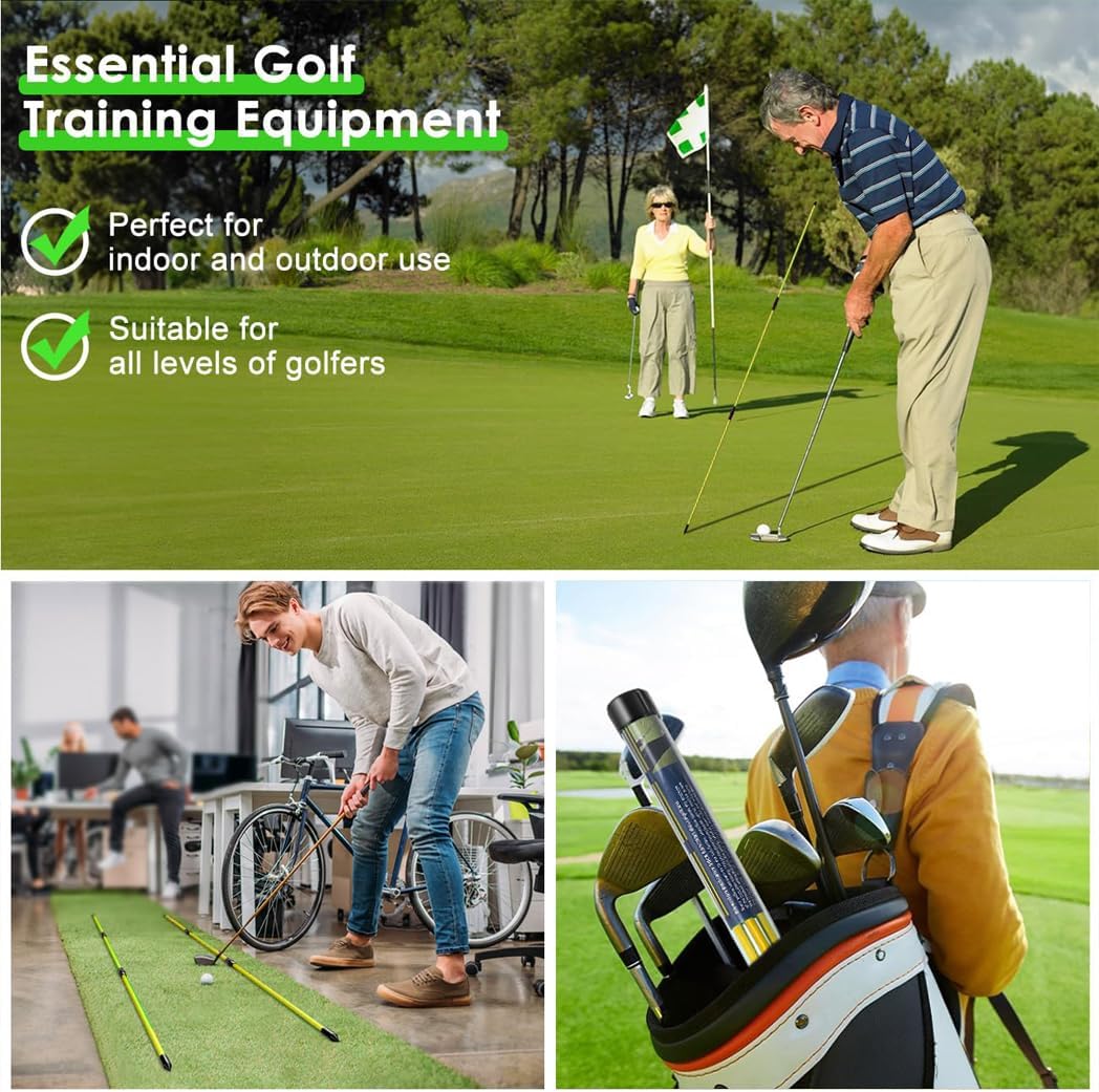 2 juegos de palos de alineación de golf, varillas de práctica de alineación de 48 pulgadas, plegables para una fácil portabilidad, ayudas de