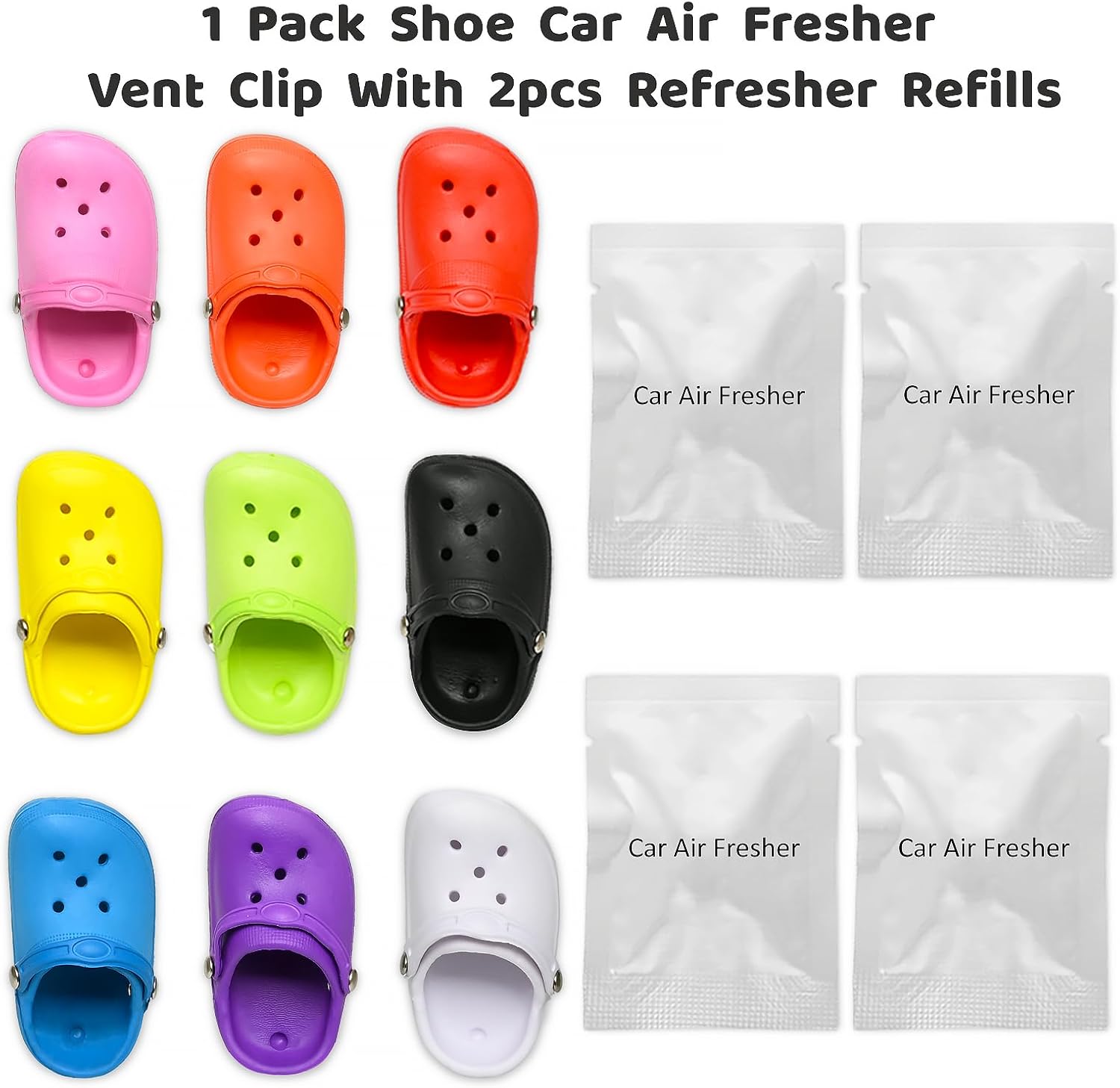 Paquete de 1 bonito ambientador de automóvil, clips de ventilación de automóvil con forma de zapato con 2 recambios, almohadillas de repuesto de
