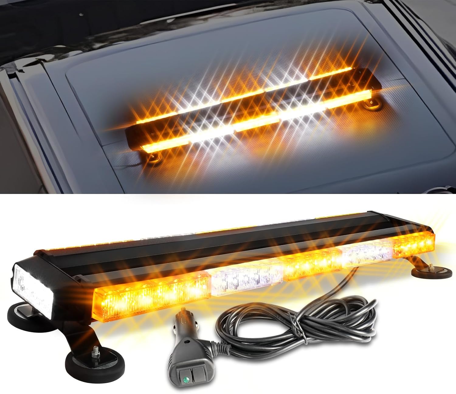 CO LIGHT Barra de luz estroboscópica LED de 32 pulgadas, 108 chips de alta luz, intensidad intermitente de doble cara, luz estroboscópica de