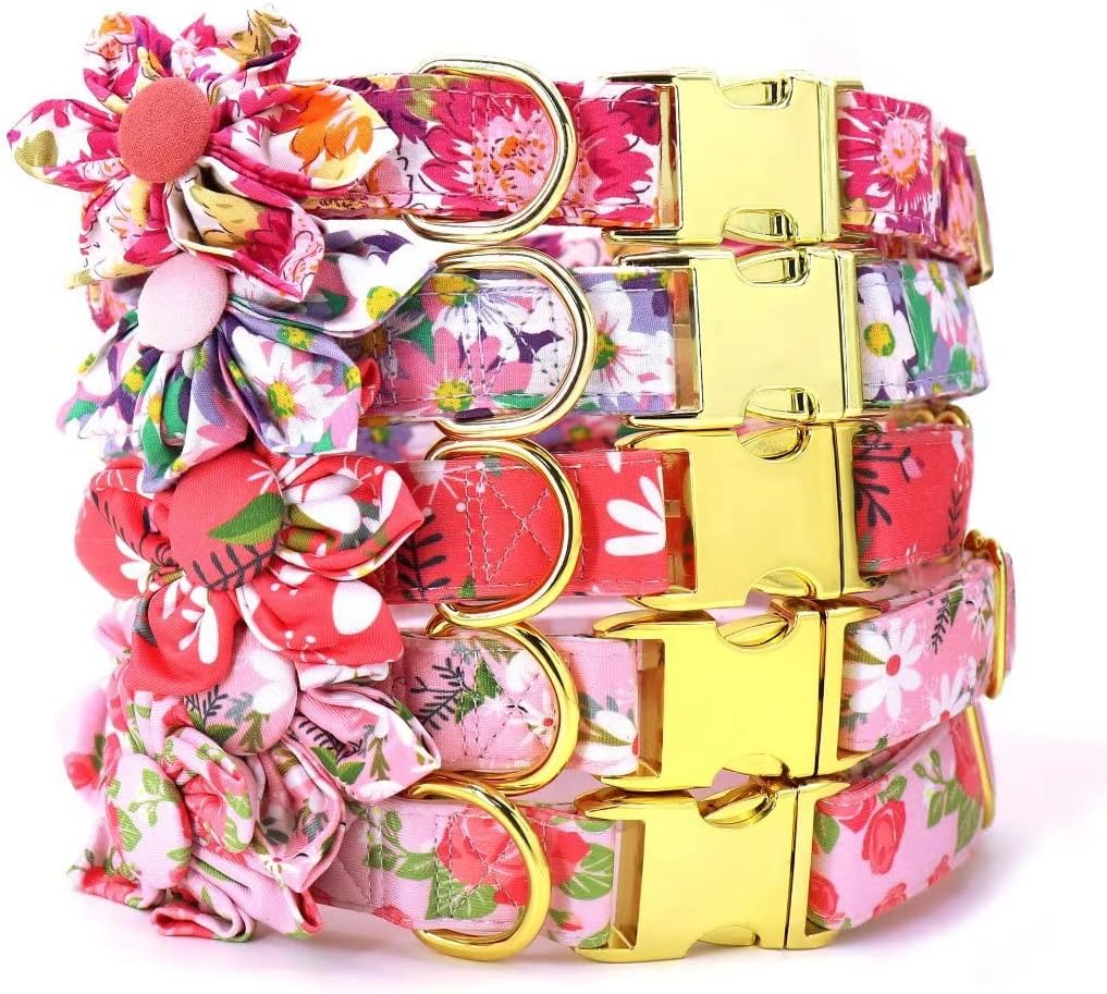 Beirui Lindos collares para perros pequeños, medianos y grandes, múltiples patrones florales, collares para mascotas con flores para bodas y