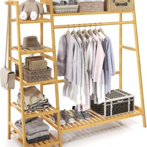 Perchero de ropa extra grande organizador de ropa con estantes de almacenamiento de 7 niveles con gancho para colgar Perchero de ropa extra grande organizador de ropa con estantes de almacenamiento de 7 niveles con gancho para colgar
