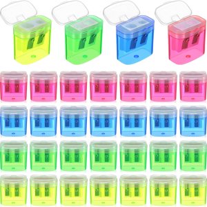 32 sacapuntas de colores para niños, manuales a granel de doble agujero, sacapuntas compacto portátil de mano para niños, adultos, estudiantes, 32 sacapuntas de colores para niños, manuales a granel de doble agujero, sacapuntas compacto portátil de mano para niños, adultos, estudiantes,
