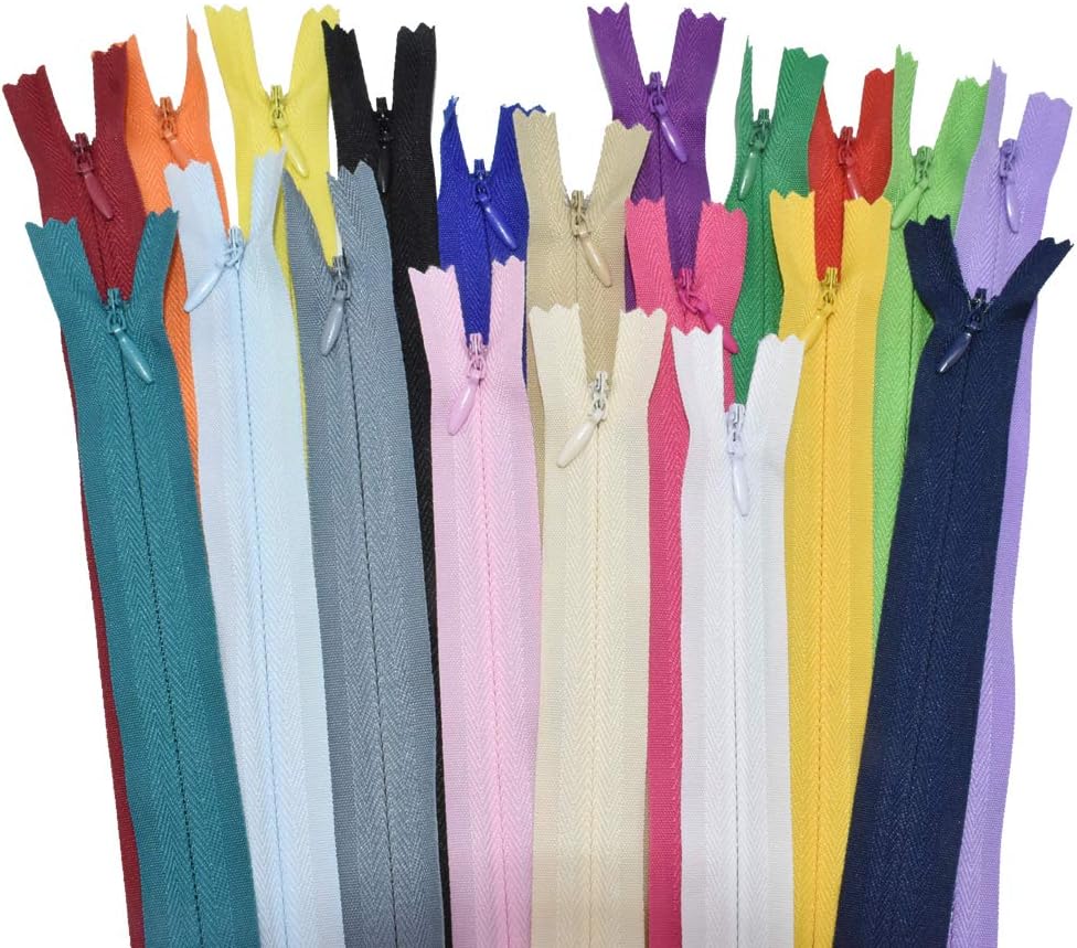 40 piezas de cremallera invisible de nailon de 12.5 pulgadas para costura, costura, herramientas de artesanía, ropa especial, 20 colores (12.5
