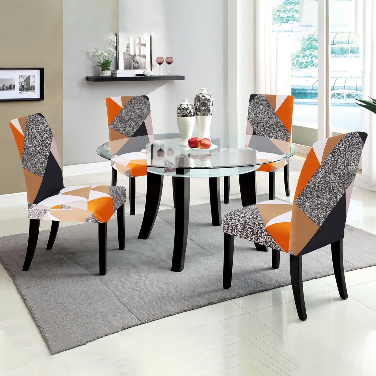 FIGOOO Fundas para sillas de comedor (juego de 6 fundas elásticas para sillas de comedor de elastano, fundas para sillas de cocina, extraíbles y