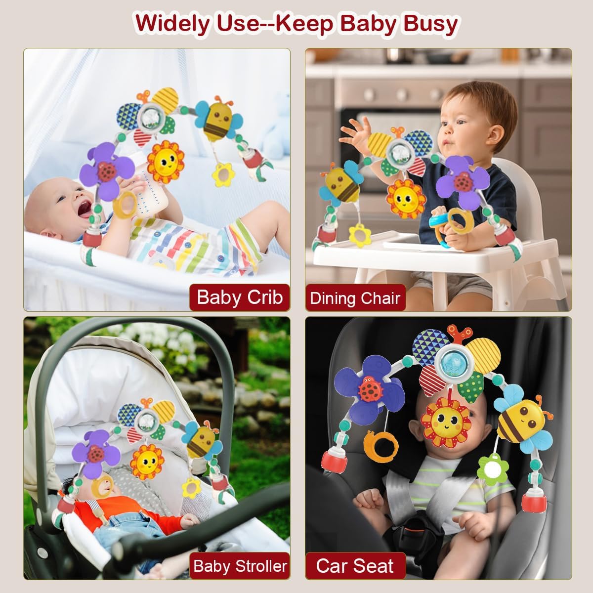 Cochecito colgante para bebé, juguete de arco de juego, accesorio de cuna y actividad para asiento de automóvil, juguetes móviles de arco ajustable