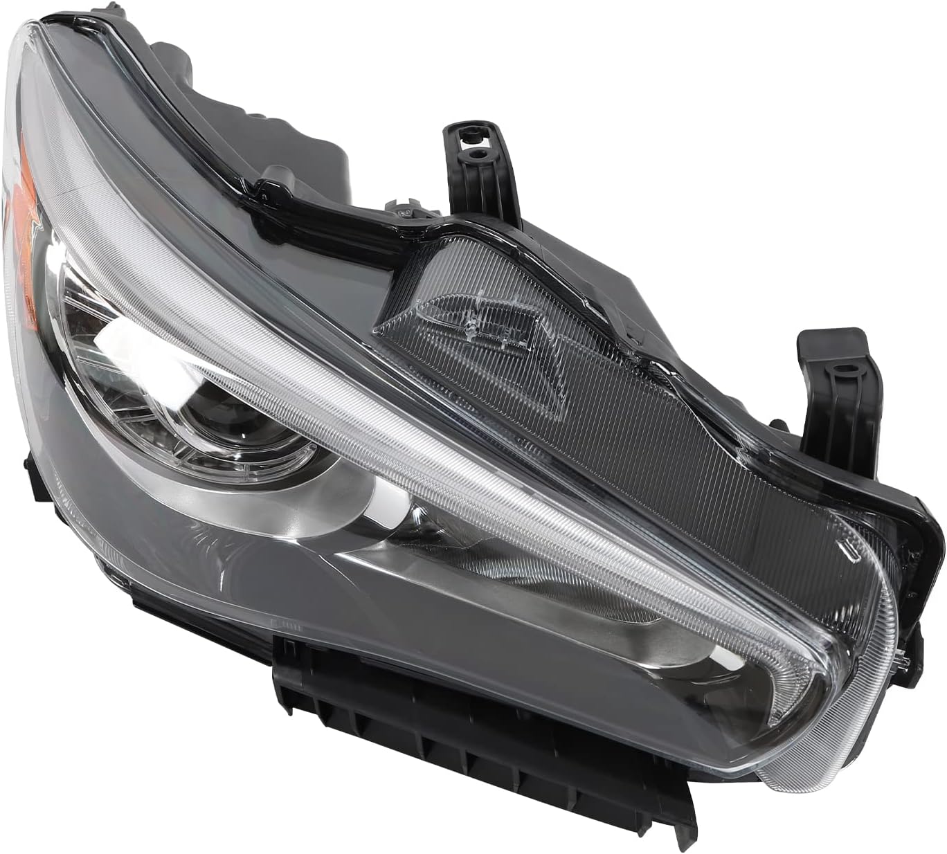 CNCEST Proyector LED DRL Faro Faro de repuesto Lado derecho – Ajuste directo  Carcasa negra Lente transparente – Para Infiniti Q50 2014-2017 – Lado