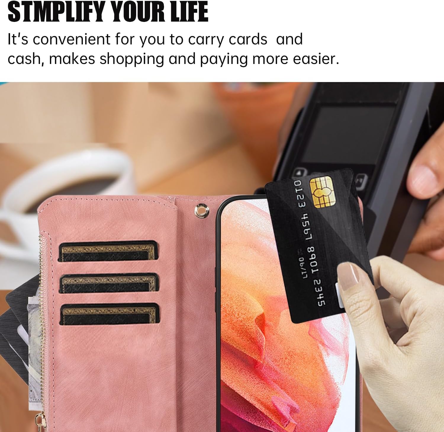 Asuwish Funda de teléfono para Samsung Galaxy S22 5G Funda tipo cartera con protector de pantalla de vidrio templado y correa para la muñeca de