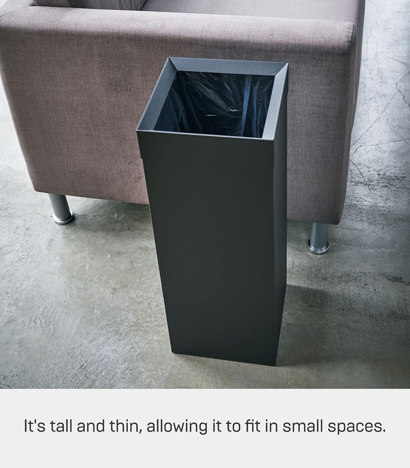 YAMAZAKI home 4489 – Cubo de basura alto moderno con asa, tamaño único, color negro