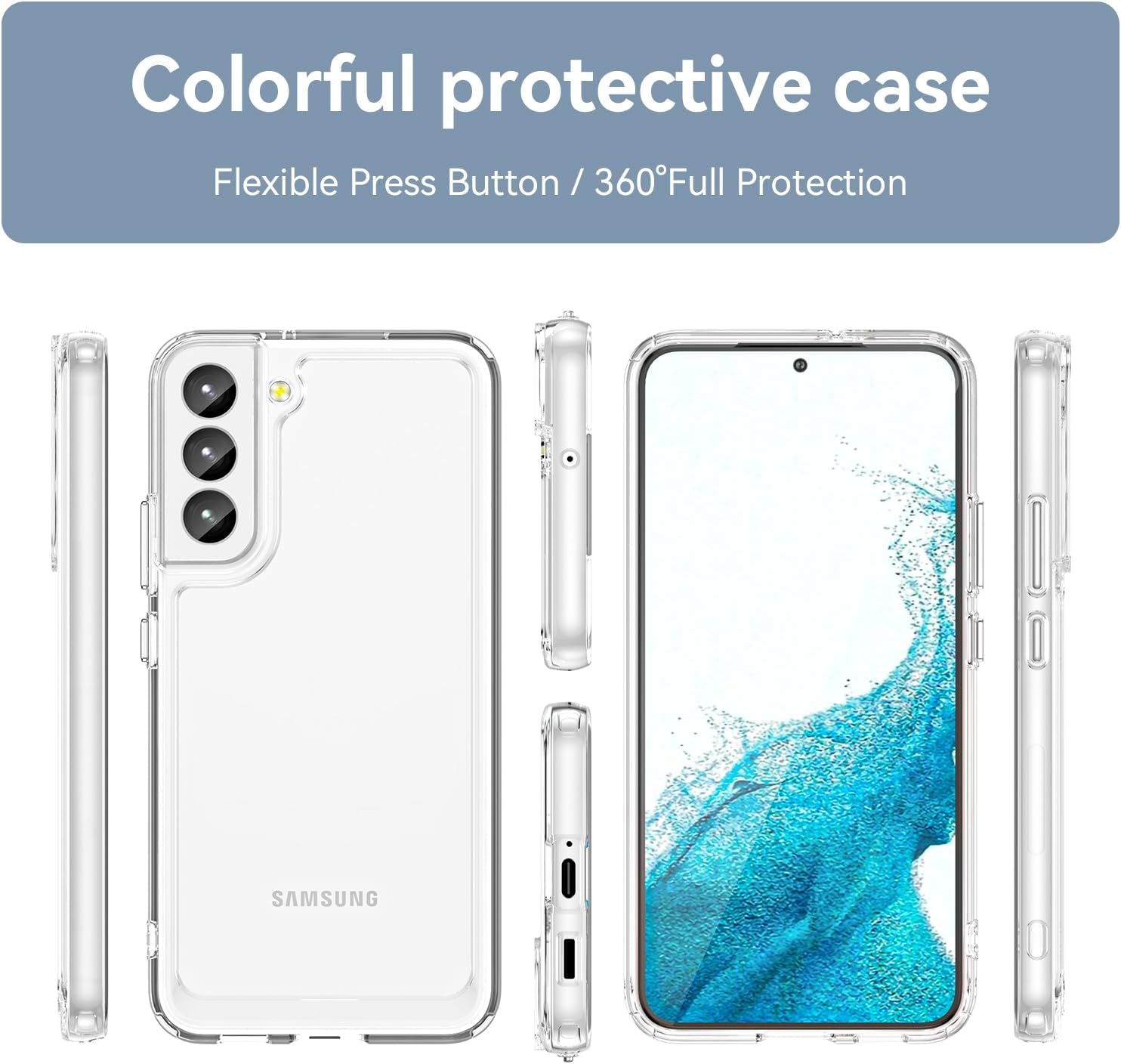 KOARWVC Funda transparente para Galaxy S22, Samsung S22 5G SM-S901U, funda suave y transparente de TPU para teléfono, a prueba de golpes,