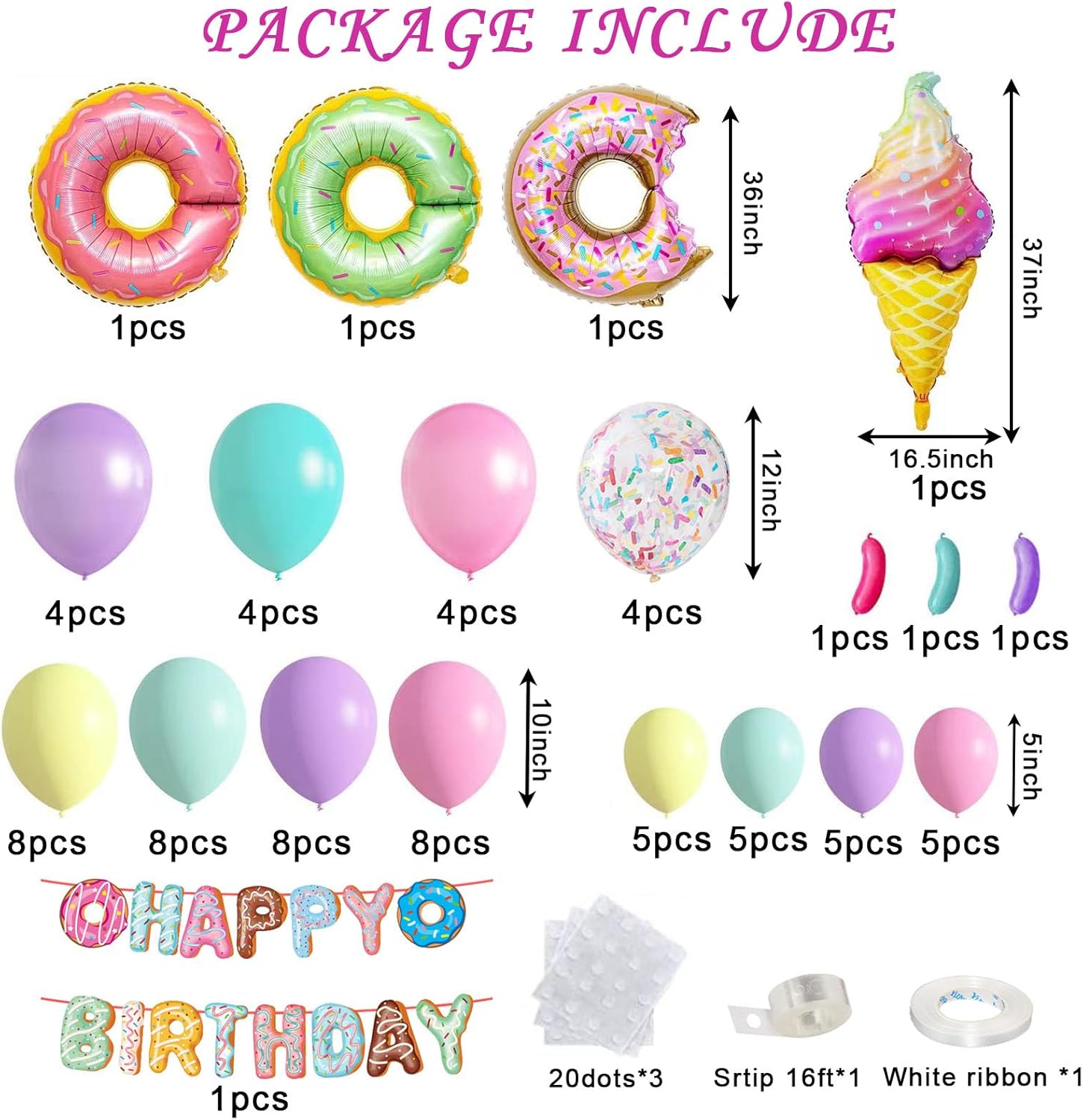 Kit de arco de guirnalda de globos con forma de dona, suministros de fiesta de donas, globos multicolor en forma de dona para boda, fiesta de