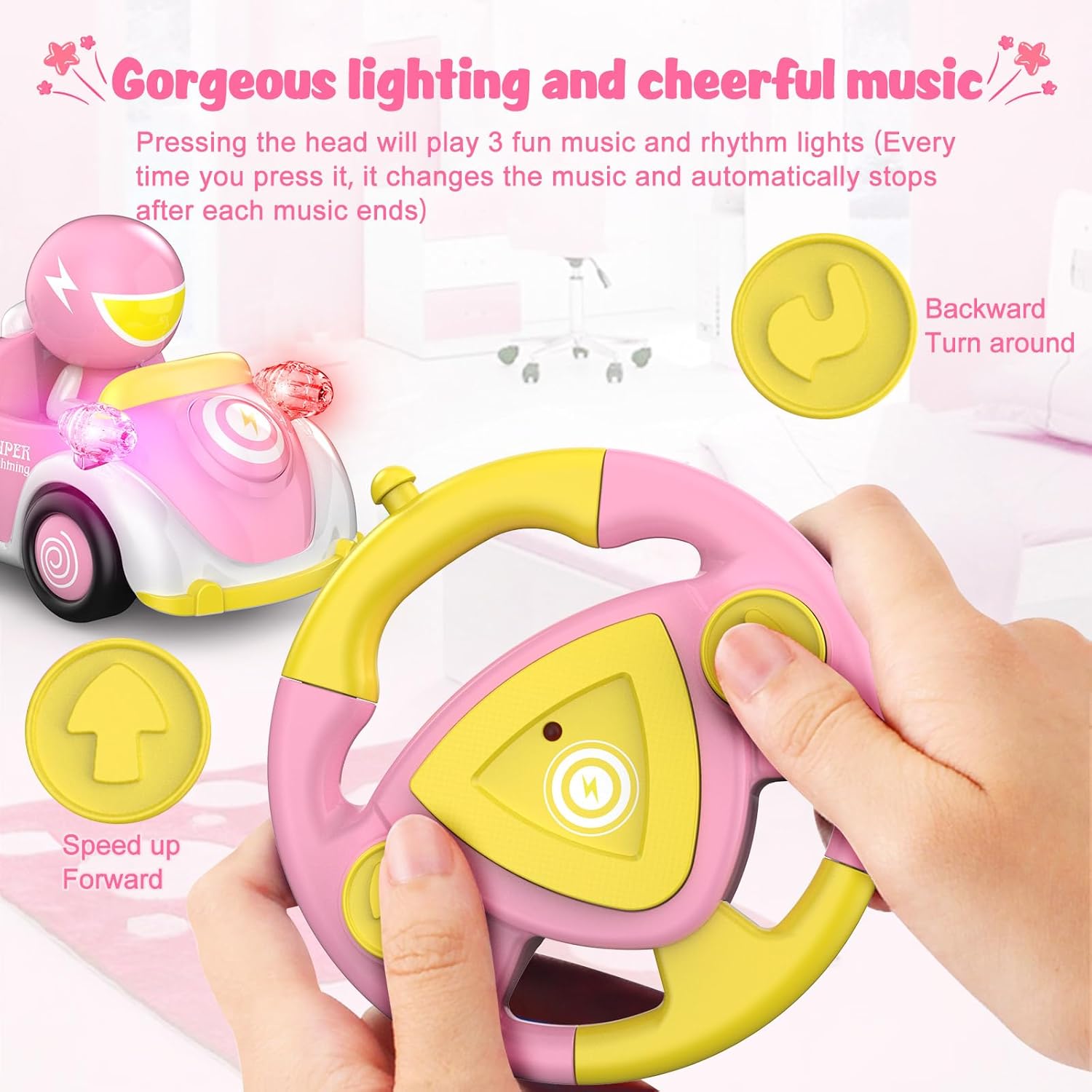 NQD Coches de control remoto para niños pequeños de 1, 2, 3, 4, 5, 6 años, niños pequeños, niños pequeños, juguetes de carreras de dibujos animados