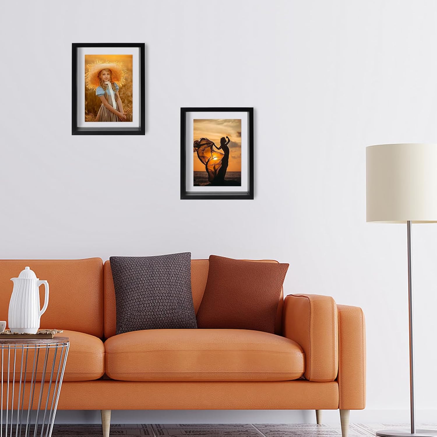 WIFTREY 4 portarretratos flotantes de 5 x 7 pulgadas, marco de fotos de doble cristal para montaje en pared o mesa, fotos de cualquier tamaño hasta