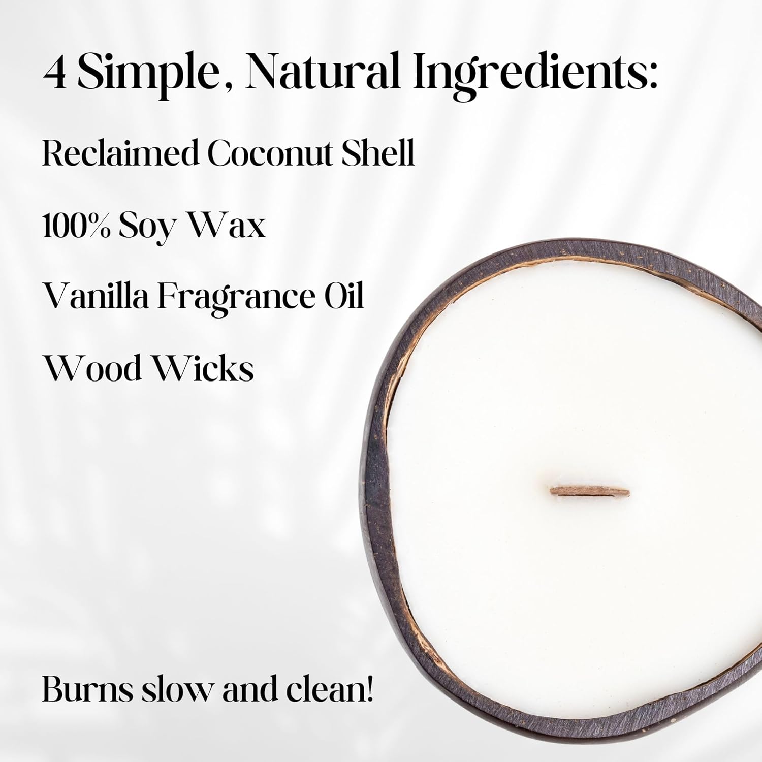 Frezco Vela de coco 2 unidades Cera de soja perfumada de vainilla, fabricada con cáscaras de coco recuperadas, mecha de madera, ecológica, más de 40