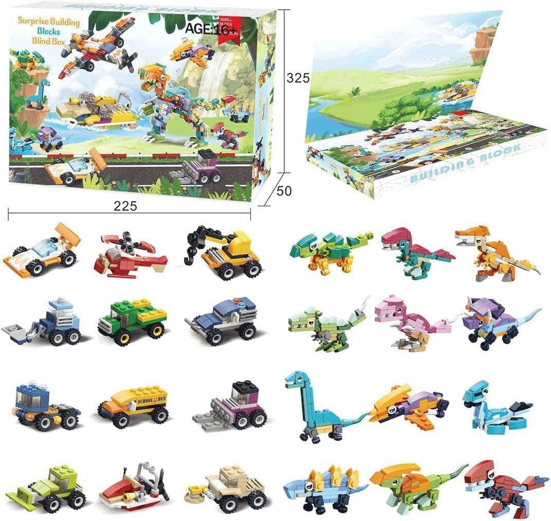 Calendario de Adviento de Navidad 2023, calendario de Adviento de dinosaurio, bloques de construcción de automóvil, cuenta regresiva para Navidad