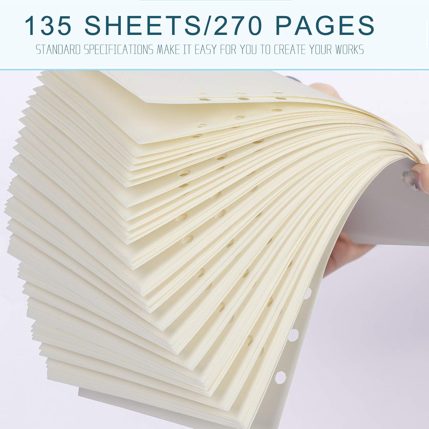 Papel de hojas sueltas A5 135 hojas 270 páginas, papel de repuesto A5 forrado, 6 insertos de carpeta de anillas, papel cuadriculado de relleno A5