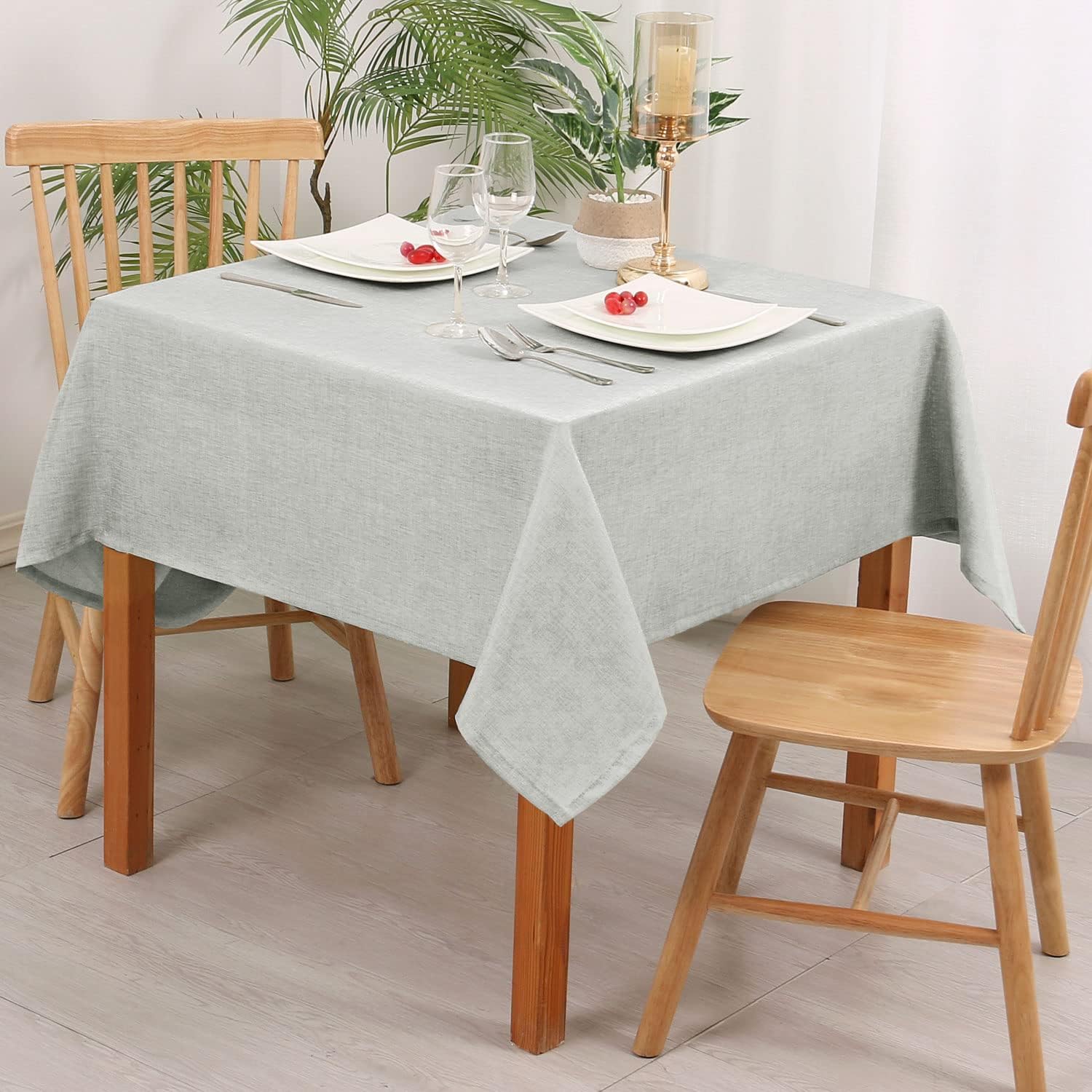 Hiasan Mantel cuadrado de lino sintético, resistente a las arrugas y a las manchas, mantel lavable para cocina, comedor, funda de mesa de vacaciones