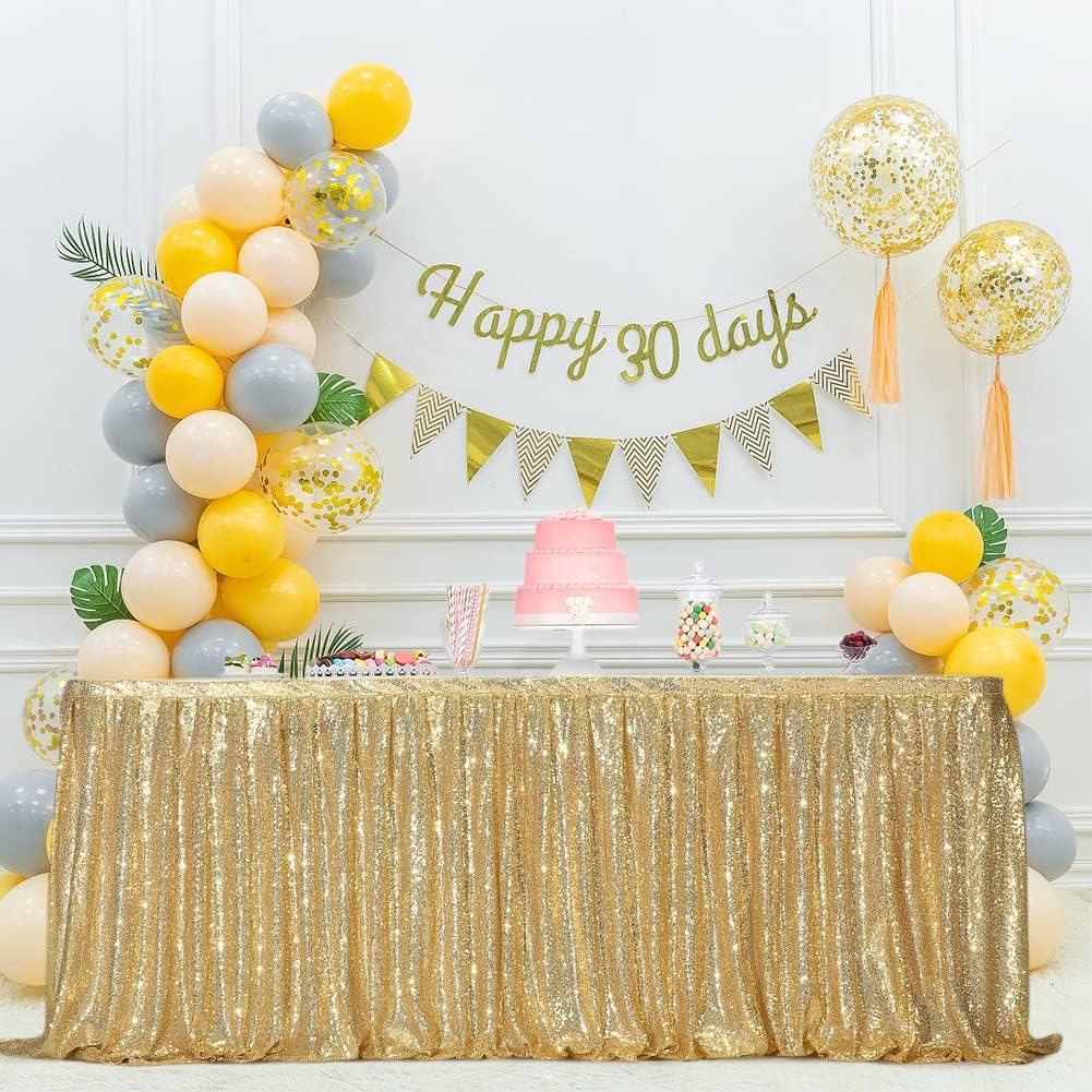 Eternal Beauty Falda de mesa de lentejuelas de 14 pies para mesa de pasteles, decoración de faldones de mesa para fiestas, bodas, fiestas de